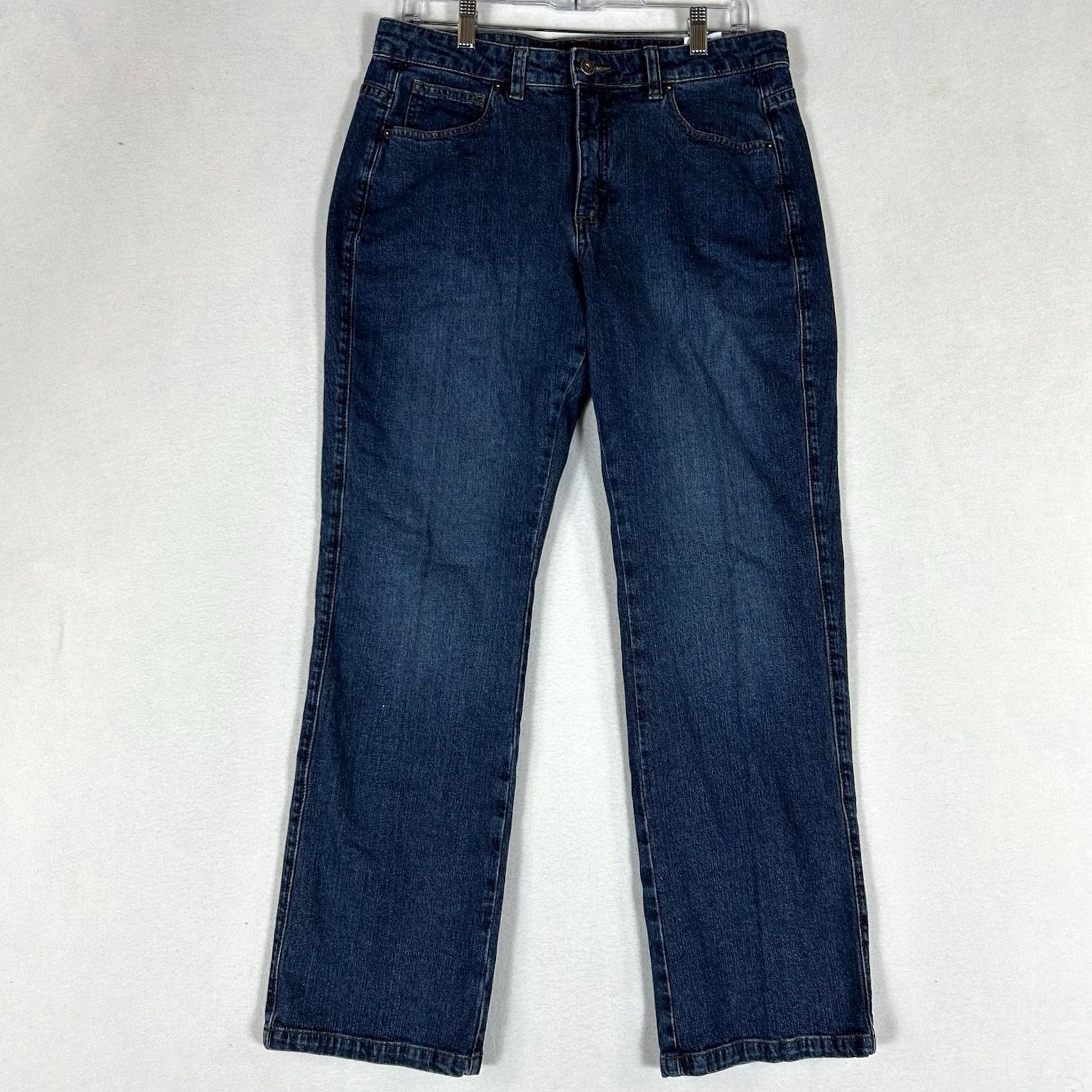 Lee Lee Riveted Ultimate 5 Pocket Straight Leg Jeans Womens 12S Short High Rise Blue Denim Size 34" / US 12 / IT 48 - 2 Thumbnail