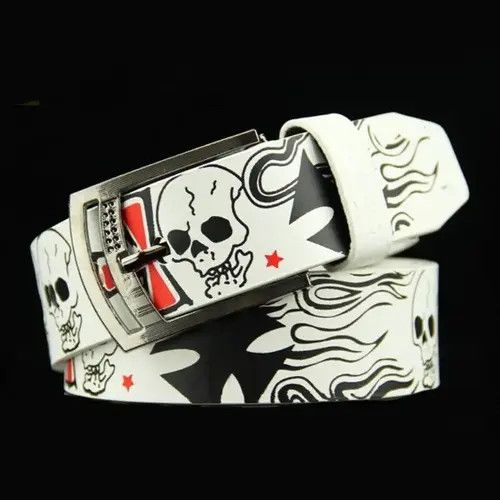 Japanese Brand × Vintage Skull Skeleton Pattern Pin Buckle Belt Size 30 - 1 Thumbnail