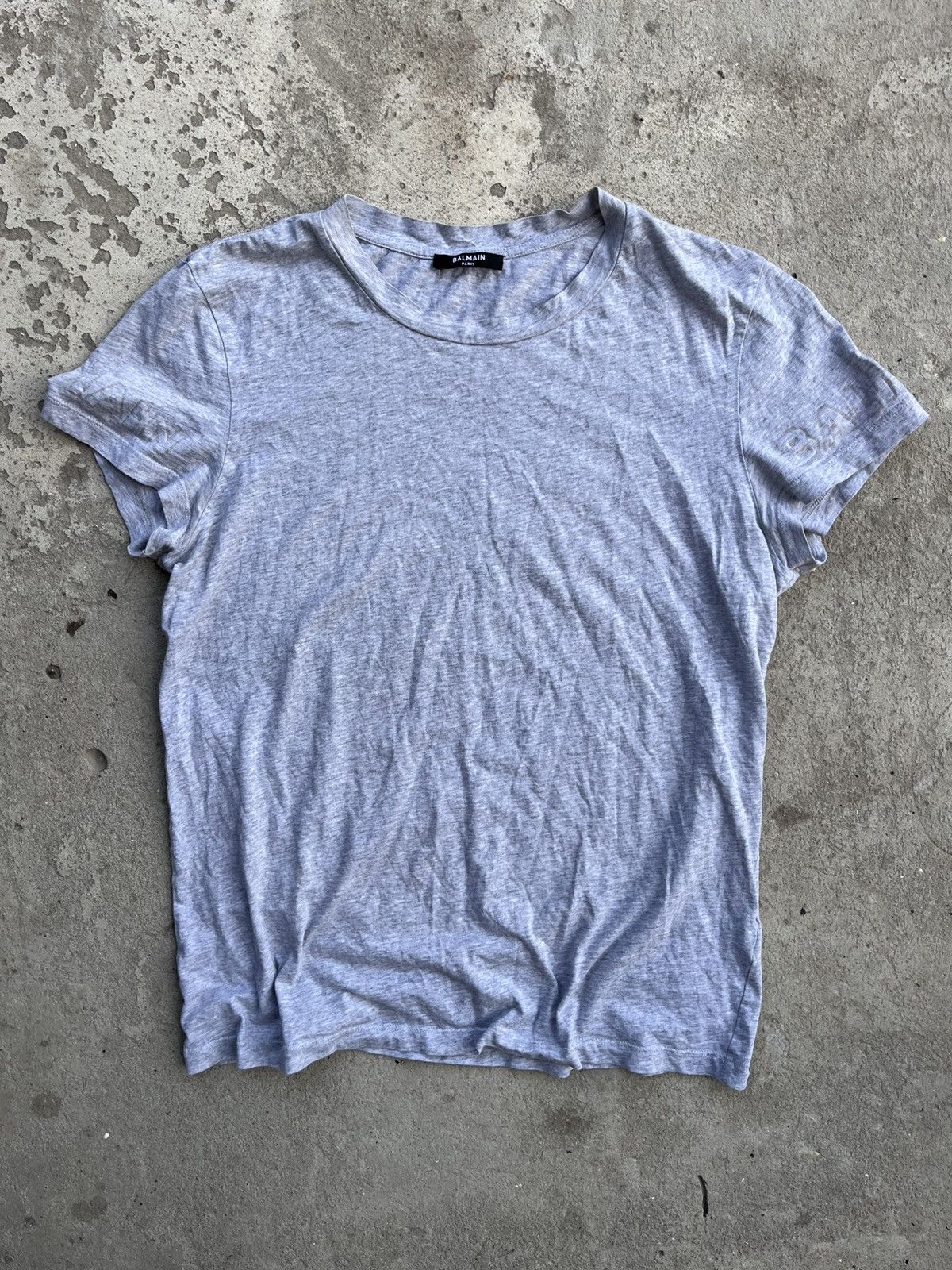 Balmain Rare Balmain Paris Logo Slim Fit Grey T-Shirt Tee Size US S / EU 44-46 / 1 - 1 Thumbnail