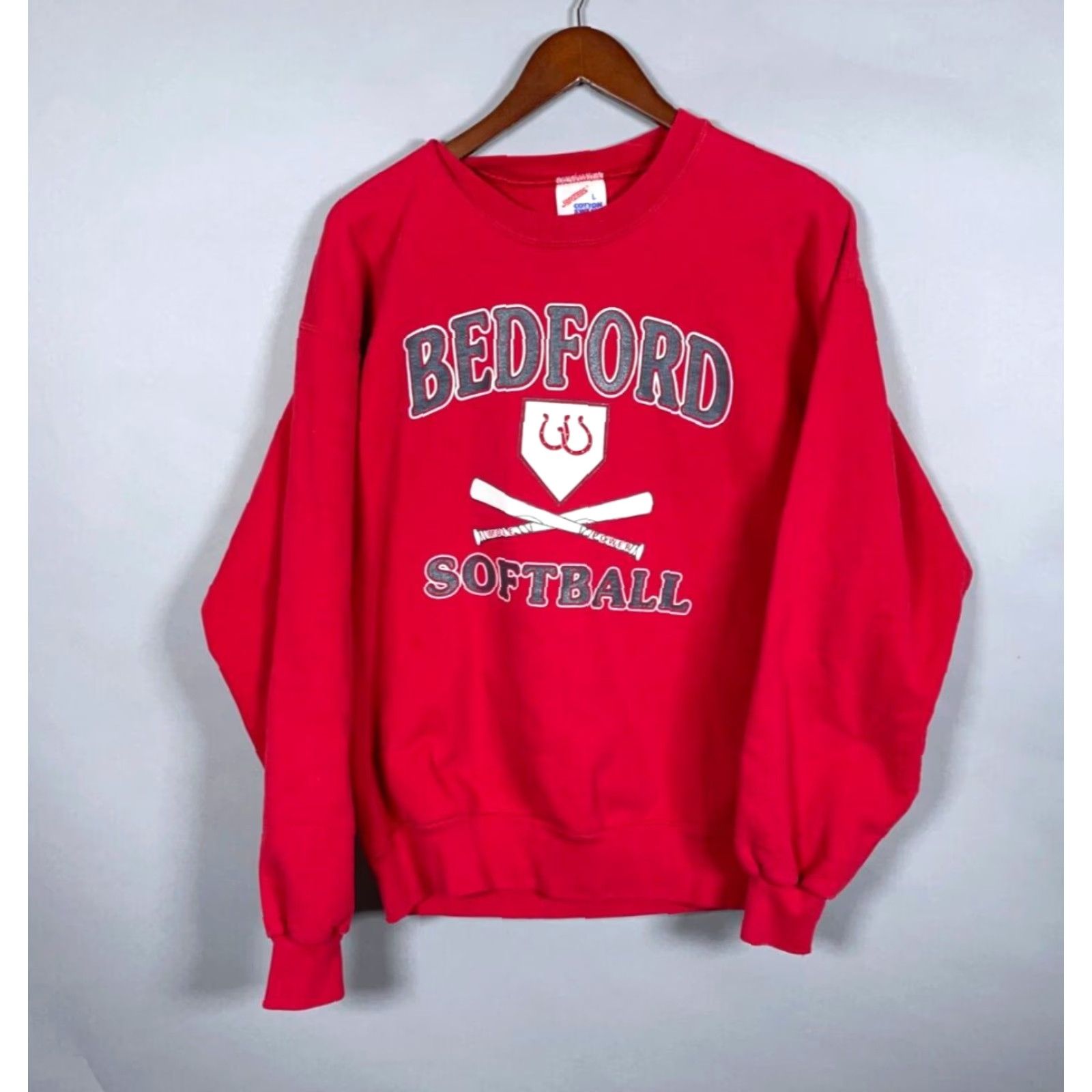 Jerzees VINTAGE Jerzees Bedford Michigan Mules Softball Sweatshirt Adult Large Red Crew Neck Pullover Sweatshirt Graphic Print 90s Sports Men Size US L / EU 52-54 / 3 - 2 Thumbnail
