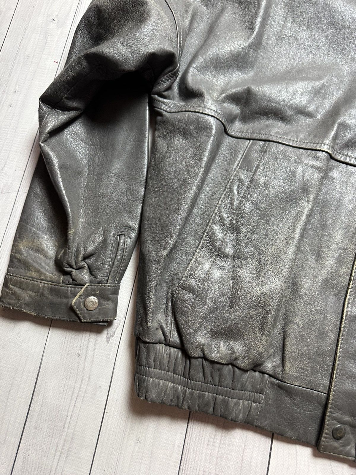 Vintage Vintage Leather Jacket size L grey rare retro Size US L / EU 52-54 / 3 - 3 Thumbnail
