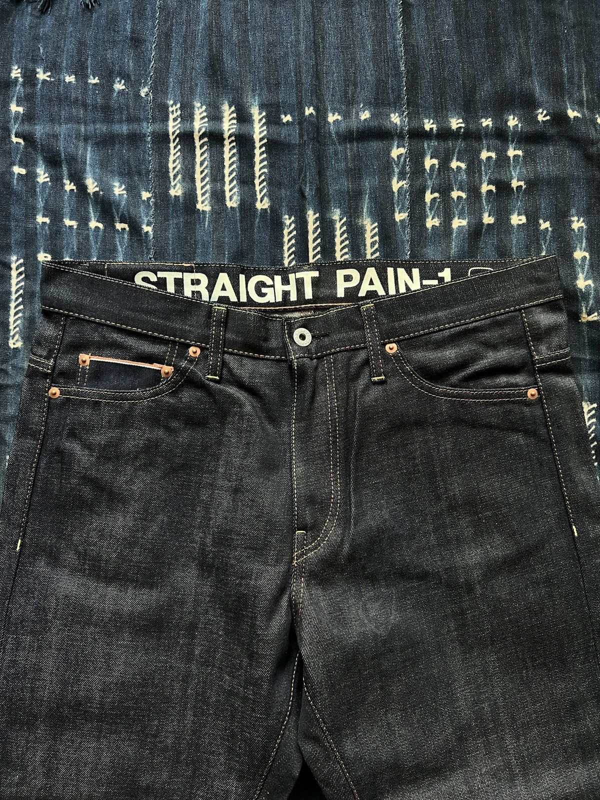 Japanese Brand Rigid Orange Selvedge Denim Jeans Size US 33 - 4 Thumbnail