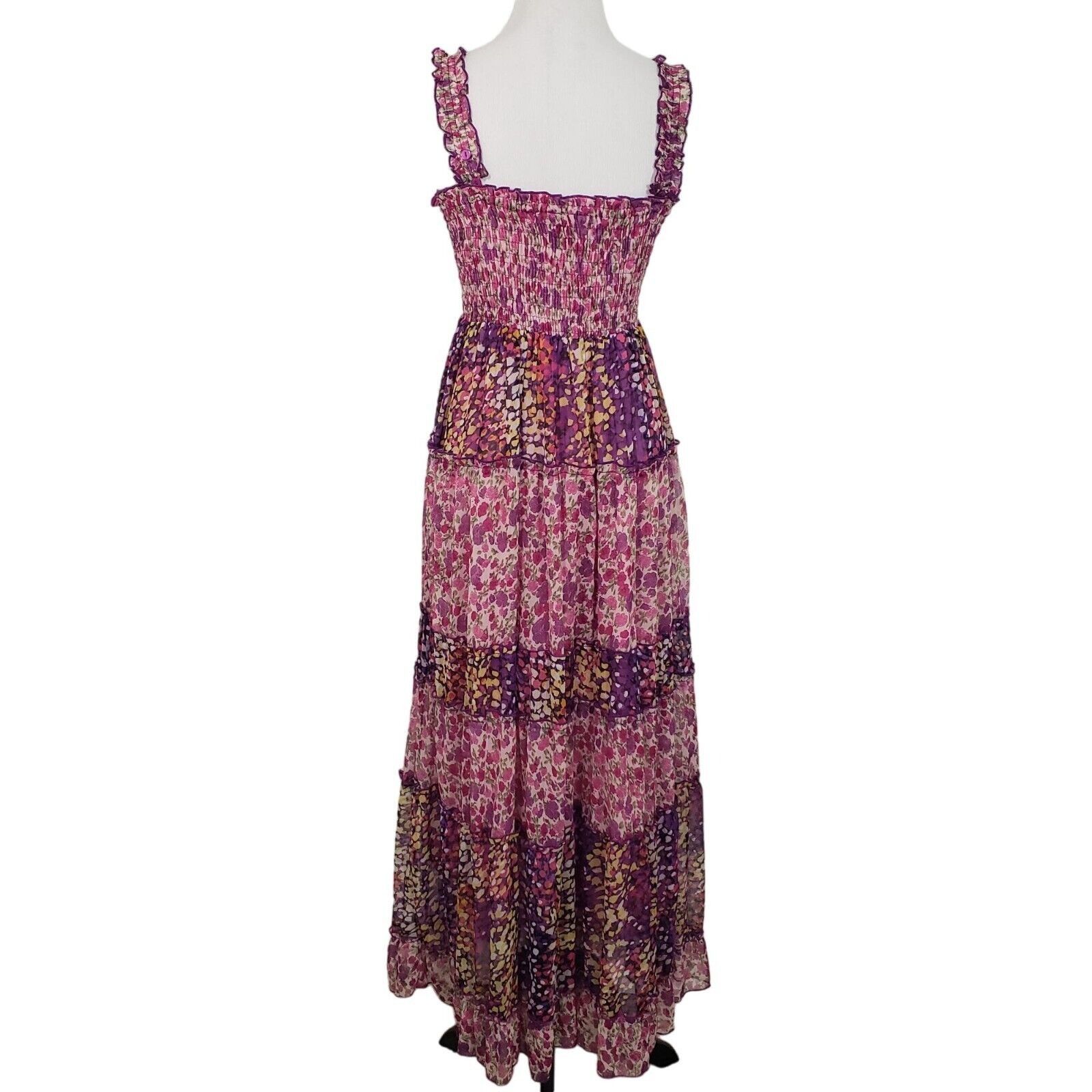 Designer Chaudry Floral Maxi Dress Womens Size Medium Tiered Boho Size M / US 6-8 / IT 42-44 - 9 Thumbnail
