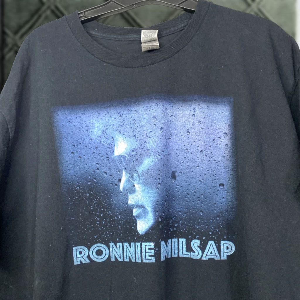 VINTAGE Ronnie Milsap T Shirt Concert Tour Smoky Mountain Rain XL TG 23x29 XLT Black Big & Tall Short Sleeve Mens