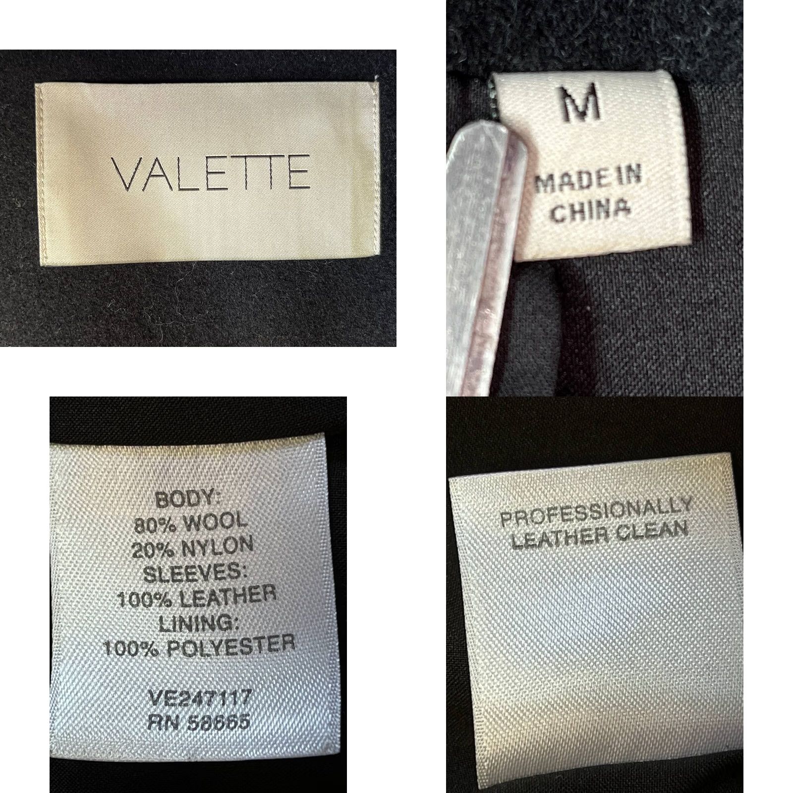 Vintage Valette Tweed Jacket Women’s Size M Black Contrast Leather Sleeve Moto Size M / US 6-8 / IT 42-44 - 8 Thumbnail