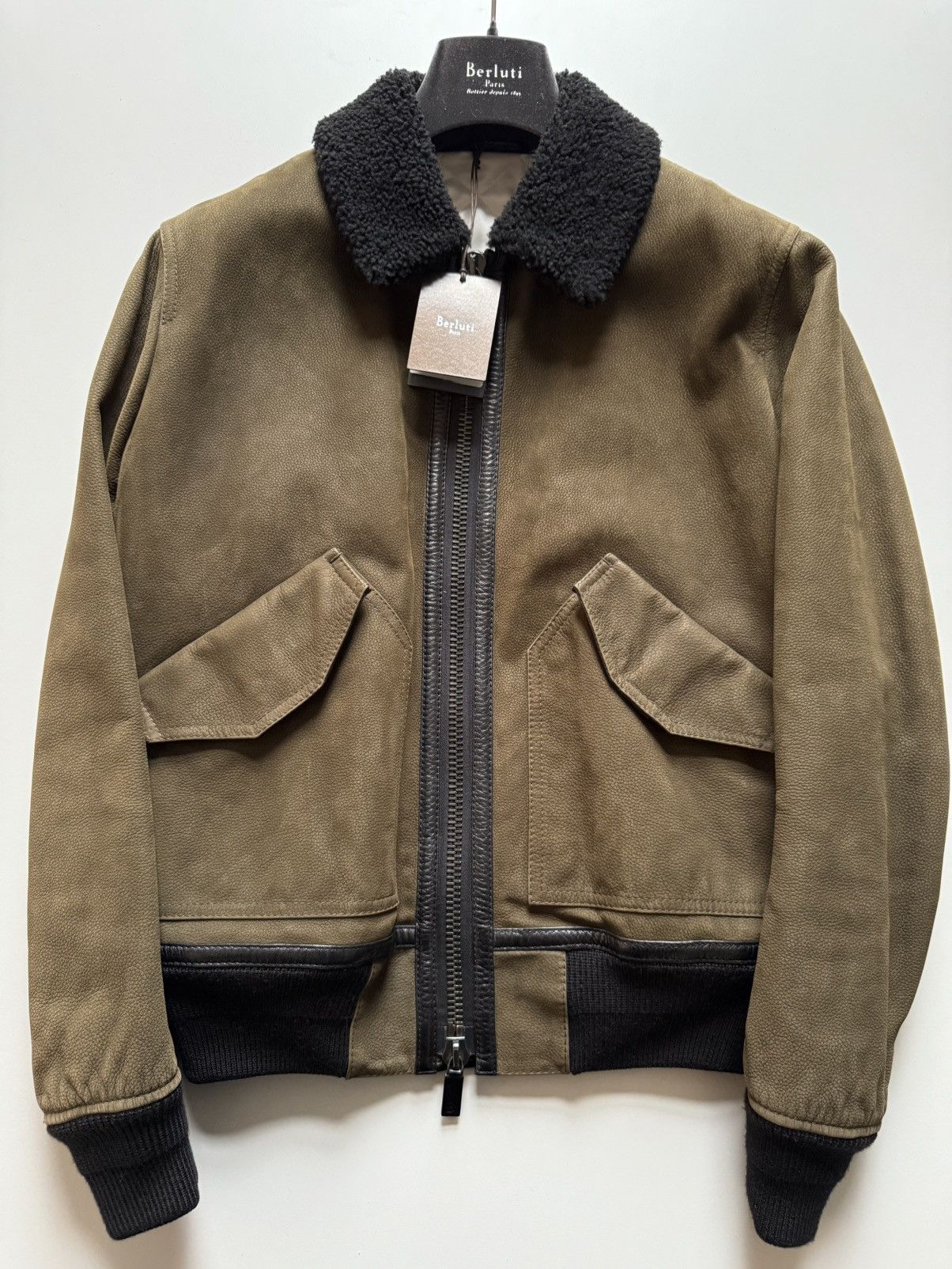 Berluti Berluti FW17 Capsule Khaki Leather Shearling Bomber Jacket S Size US S / EU 44-46 / 1 - 1 Thumbnail
