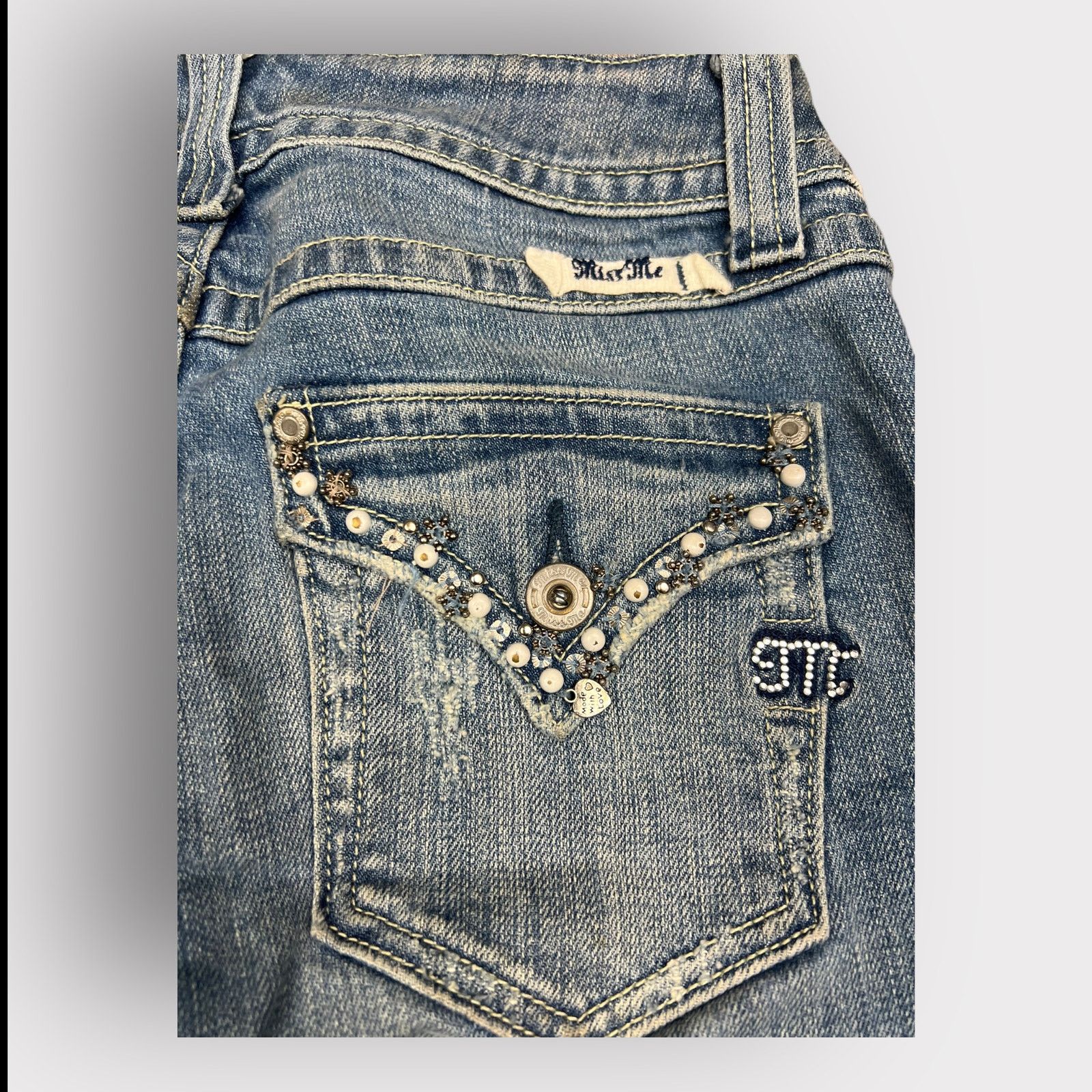 Nordstrom Miss Me Cropped Jeans Flap Pocket Medium Wash | Size 27 Size 27" / US 4 / IT 40 - 15 Thumbnail