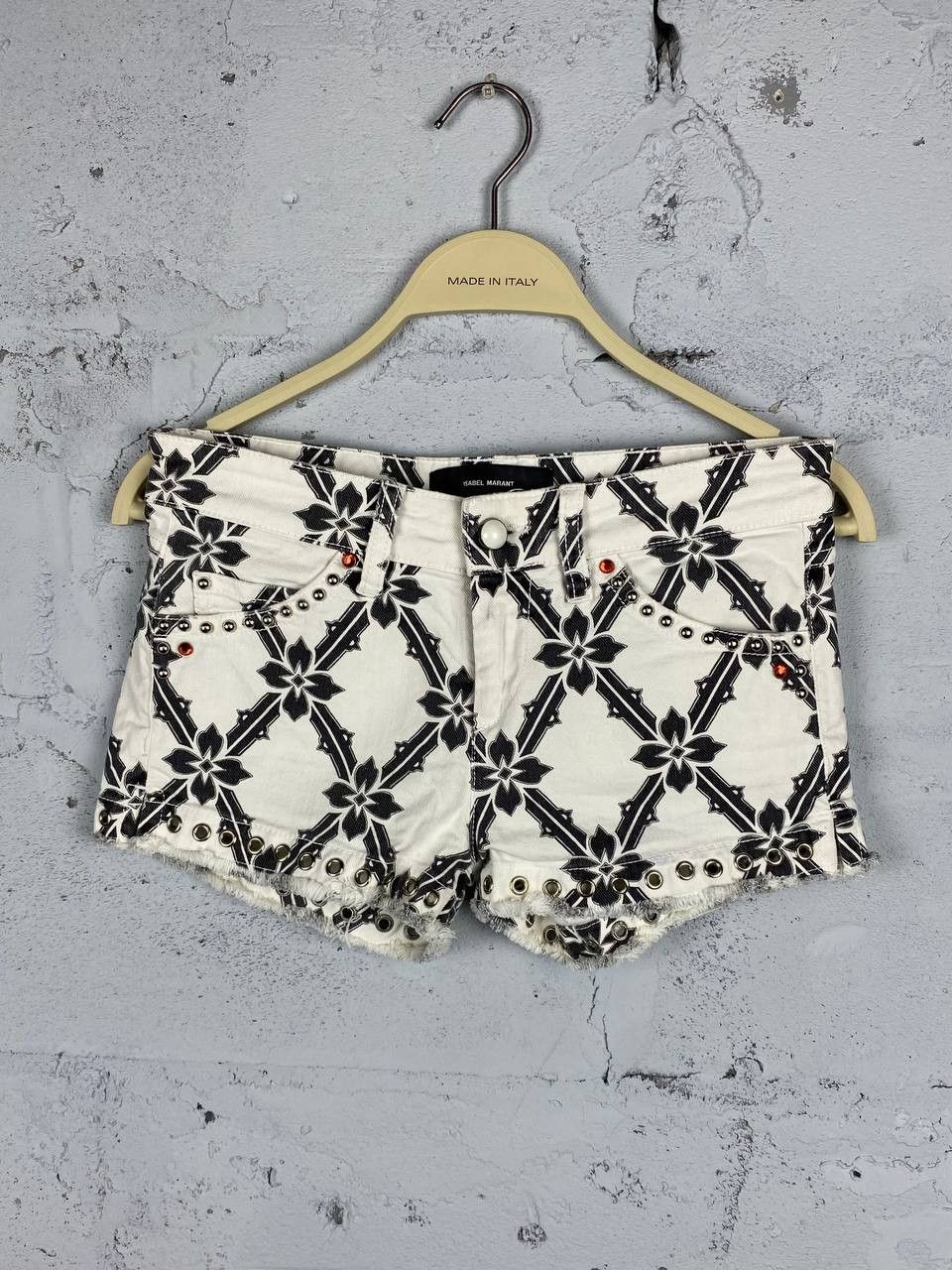 Isabel Marant × Isabel Marant Etoile Isabel Marant Etoile White Rhinestone Denim Shorts Size 25" / US 0 / IT 36 - 1 Thumbnail