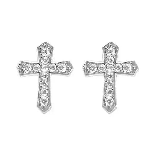 Jewelry Crystal Cross Stone Earrings Gothic Chrome Jewelry God Size ONE SIZE - 3 Thumbnail