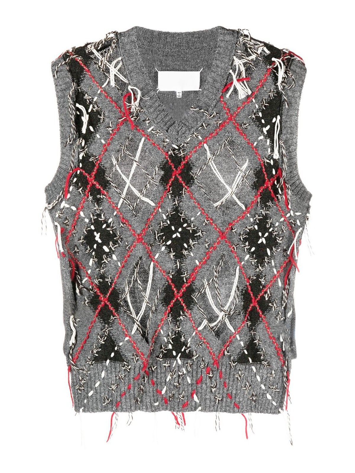 Maison Margiela o1y1124 V-Neck Sleeveless Sweater In Multicolor Size US M / EU 48-50 / 2 - 1 Thumbnail