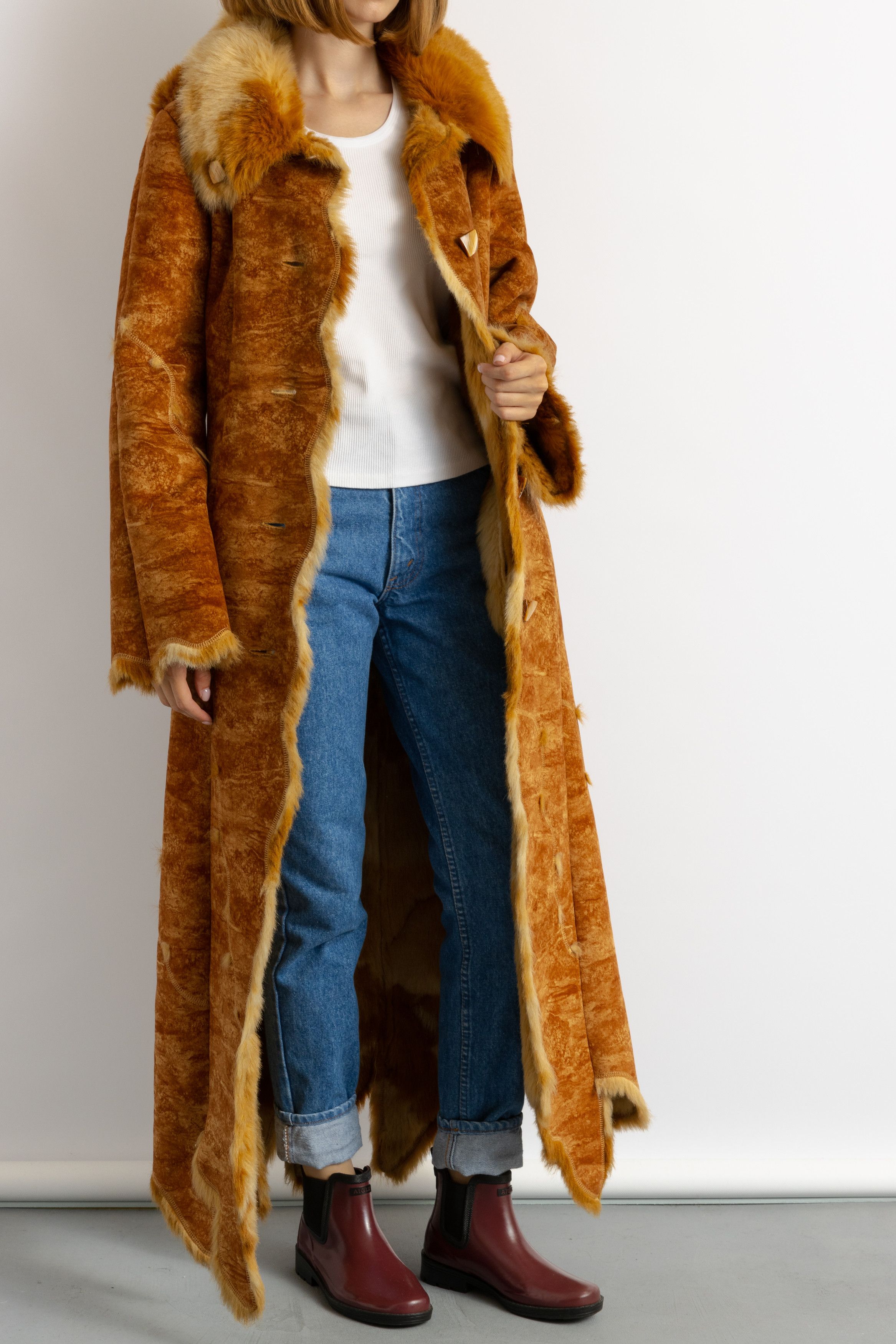 Vintage Vintage Vegan Suede Sheepskin Leather Shearling 8691 Size M / US 6-8 / IT 42-44 - 2 Thumbnail