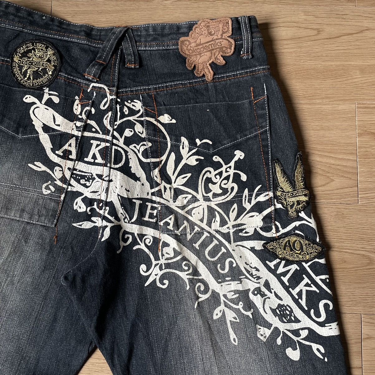 Hysteric Glamour Akademiks Patches Paint Embroidered Jnco Style Baggy Jeans Size US 34 / EU 50 - 20 Thumbnail