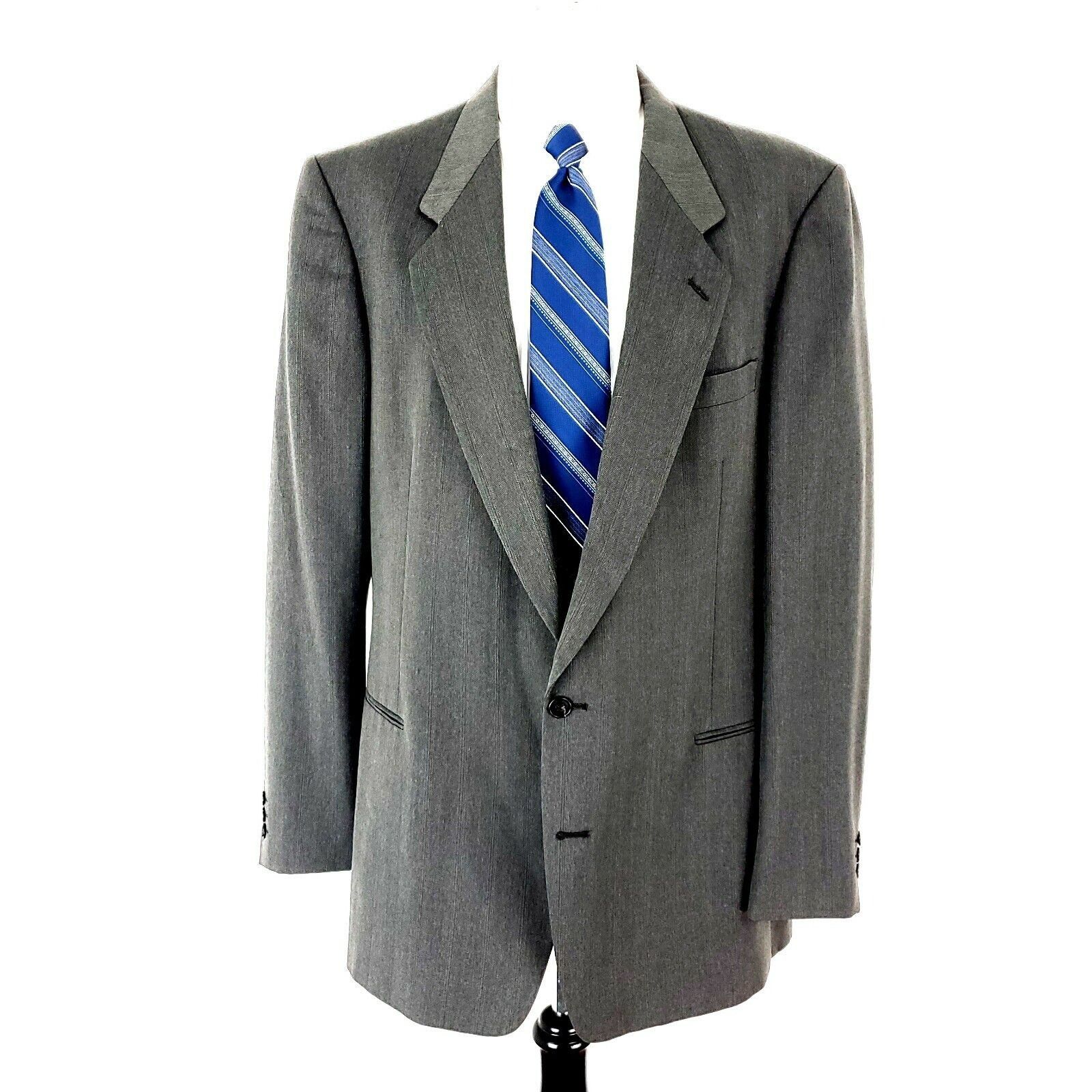 Pierre Cardin Pierre Cardin Wool 2 Button Blazer 44L Portly Green Herringb Size 44L - 3 Thumbnail