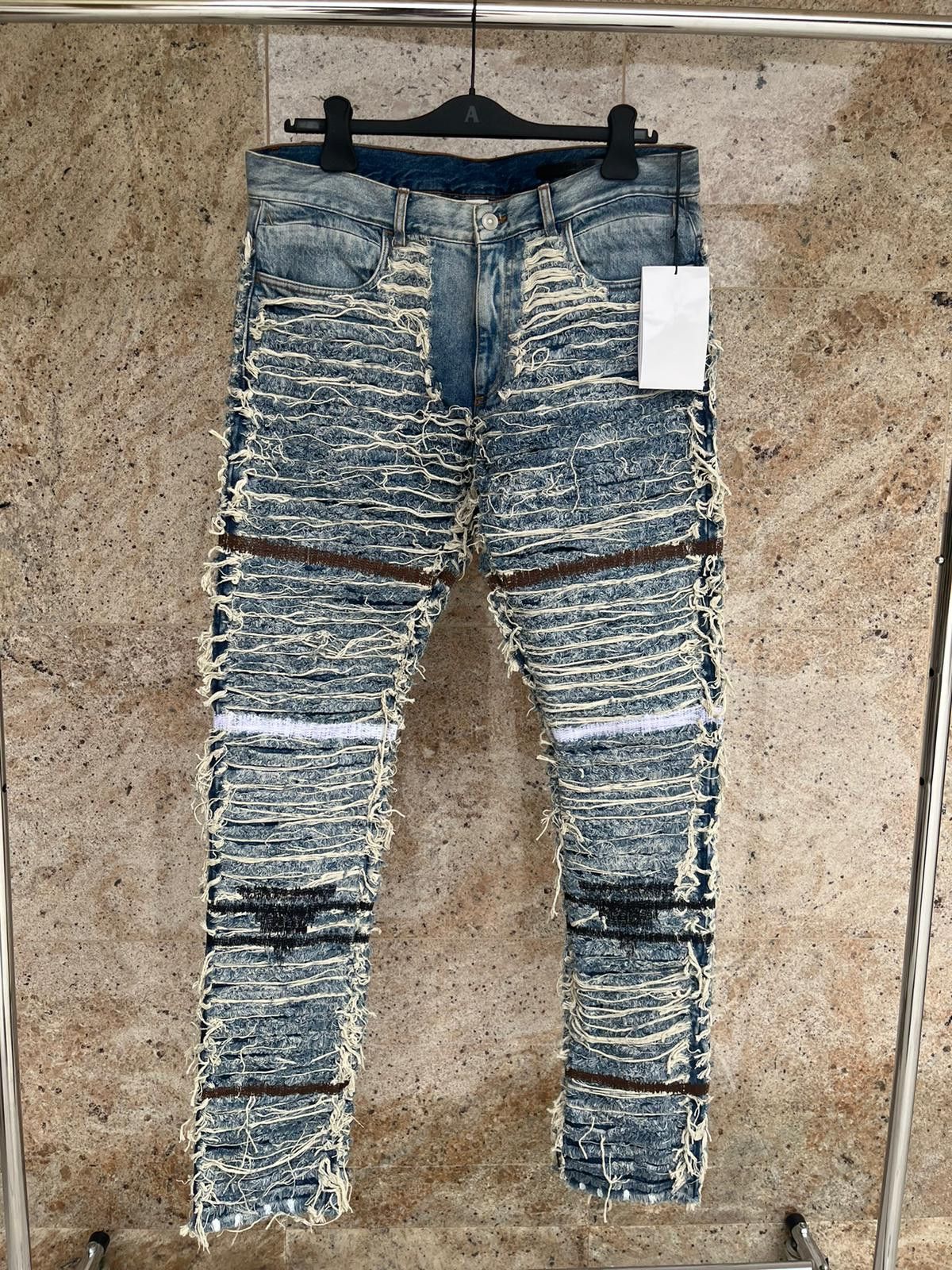 Alyx × Blackmeans 6 Pocket Blackmeans Distressed & Frayed Denim in Blue Size US 36 / EU 52 - 3 Thumbnail
