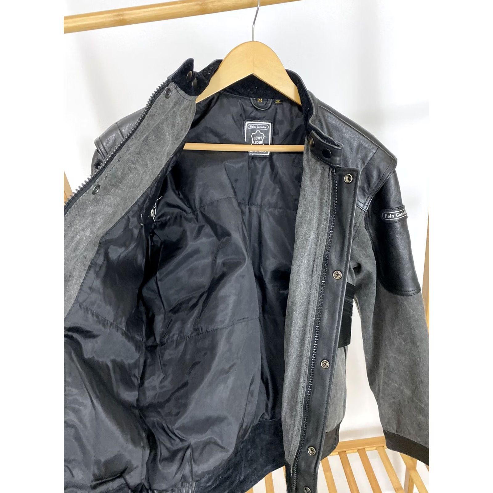 Shein VTG Hein Gericke Cafe Racer Motorcycle Leather Jacket Knight M Black Charcoal Mens Jacket) Size US M / EU 48-50 / 2 - 5 Thumbnail