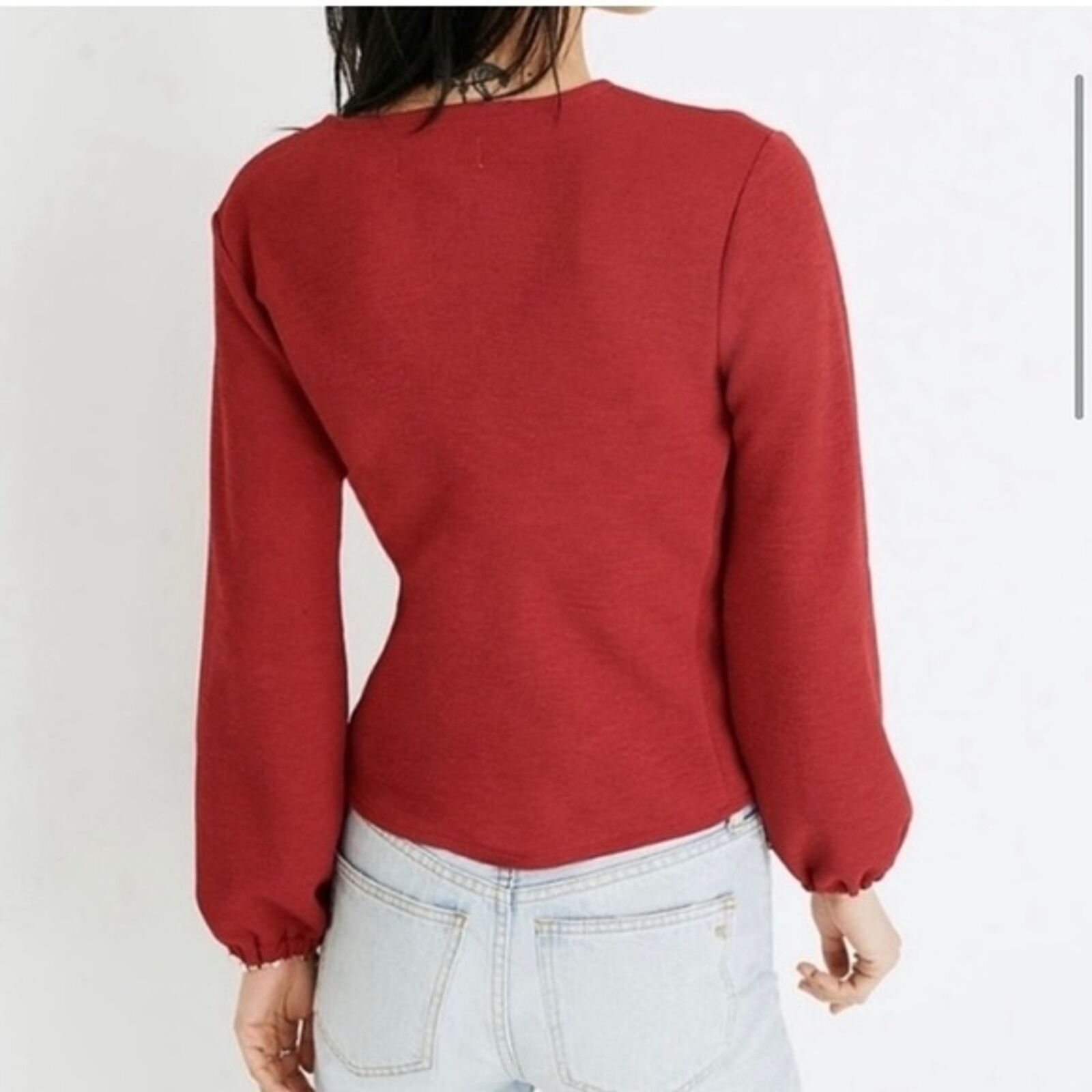 Madewell Madewell Texture + Thread Red Crepe Mock Wrap Top Blouse M Size M / US 6-8 / IT 42-44 - 2 Thumbnail