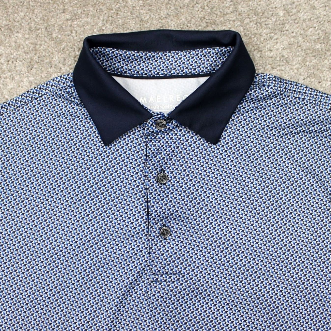 Vintage Maelreg Polo Shirt Mens Small Blue Geometric Stretch S/S Pullover Shirt/Pol o Size US S / EU 44-46 / 1 - 5 Thumbnail