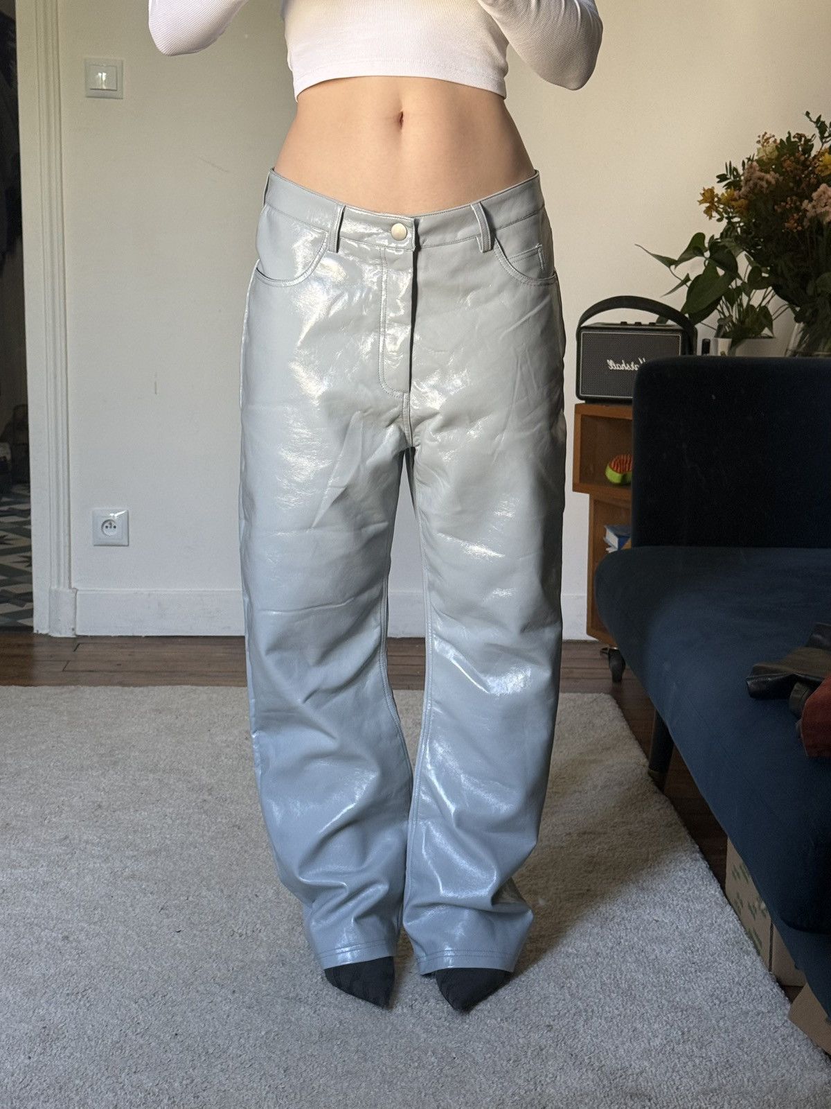 Entire Studios Entire studios light blue wet pants trousers faux leather Size 28" / US 6 / IT 42 - 1 Thumbnail