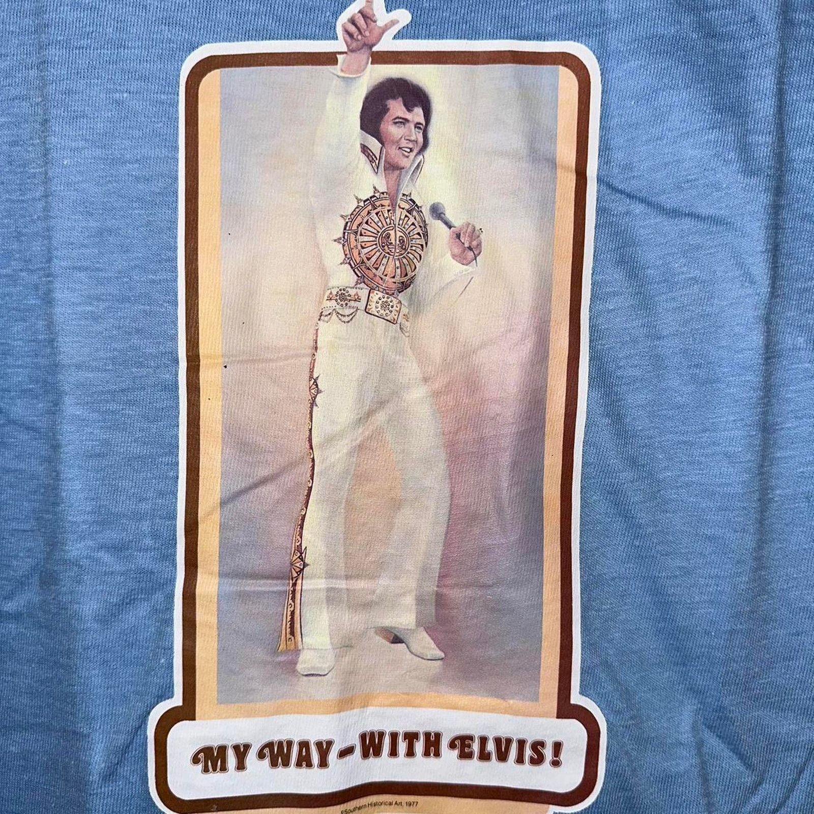 Hanes × Vintage Vintage 1977 Single Stitch Elvis Presley T Shirt size M Size US M / EU 48-50 / 2 - 2 Thumbnail