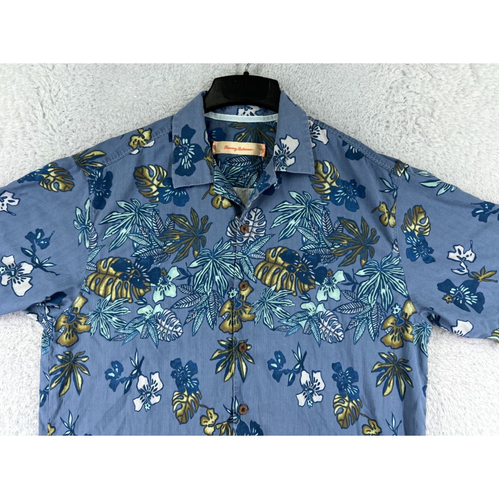 Tommy Bahama Tommy Bahama Shirt Mens Large Blue Leaf Floral Pattern Silk Button Up Hawaiian Size US L / EU 52-54 / 3 - 6 Thumbnail