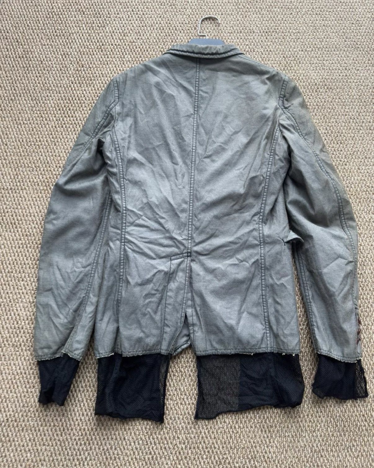 Comme des Garcons COMME des GARÇONS Grey Distressed Mesh Panel Jacket K23 Size US XS / EU 42 / 0 - 6 Thumbnail