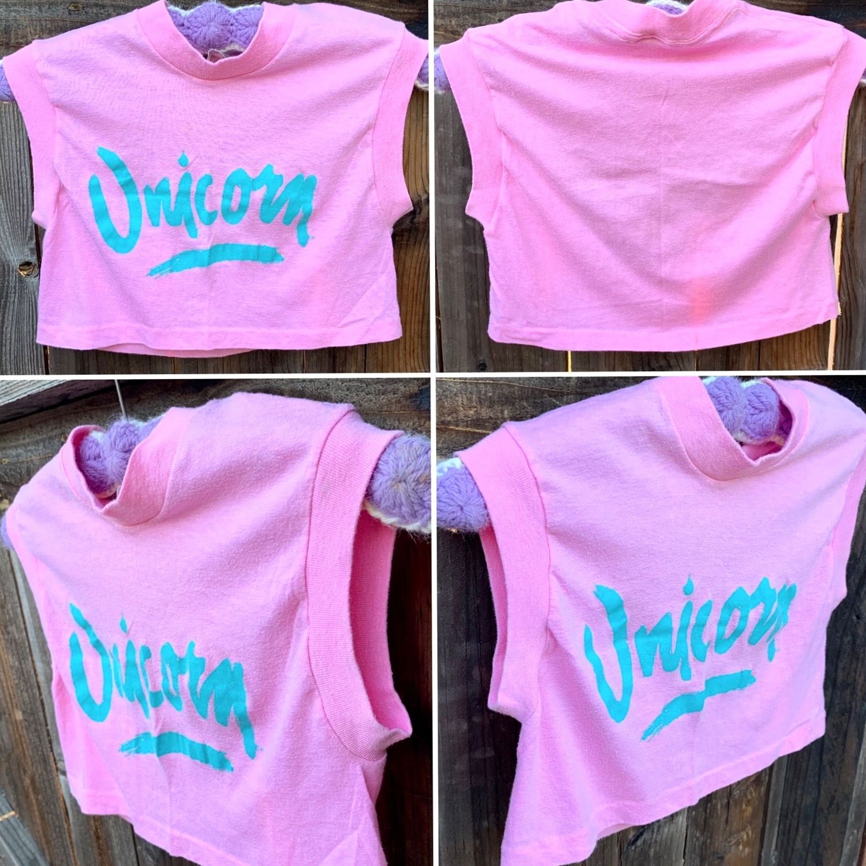 Vintage VINTAGE Unicorn Sleeveless Crop Top Muscle Tee T Shirt S 70s 80s Pink Touch Of Gold Regular Short Sleeve Shirt Womens Size S / US 4 / IT 40 - 4 Thumbnail