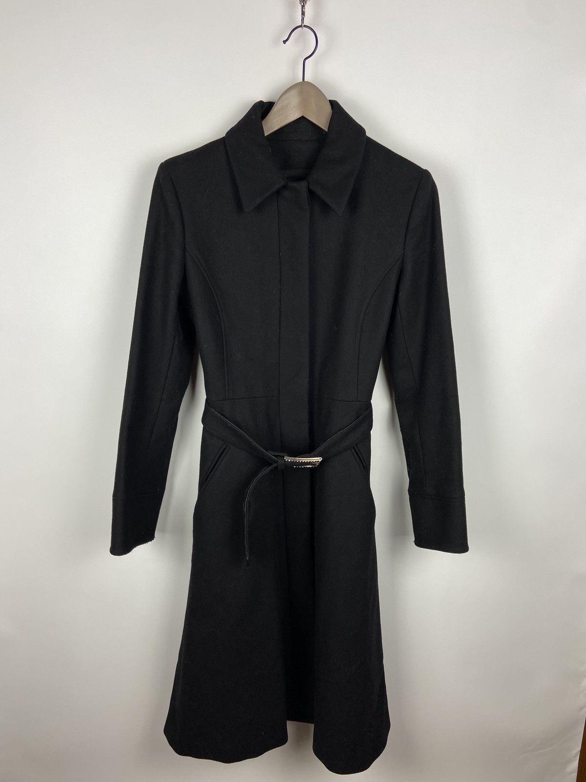 Versace Jeans Couture Vintage Versace Jeans Couture Black Womens Wool Belt Coat Size XS / US 0-2 / IT 36-38 - 1 Thumbnail