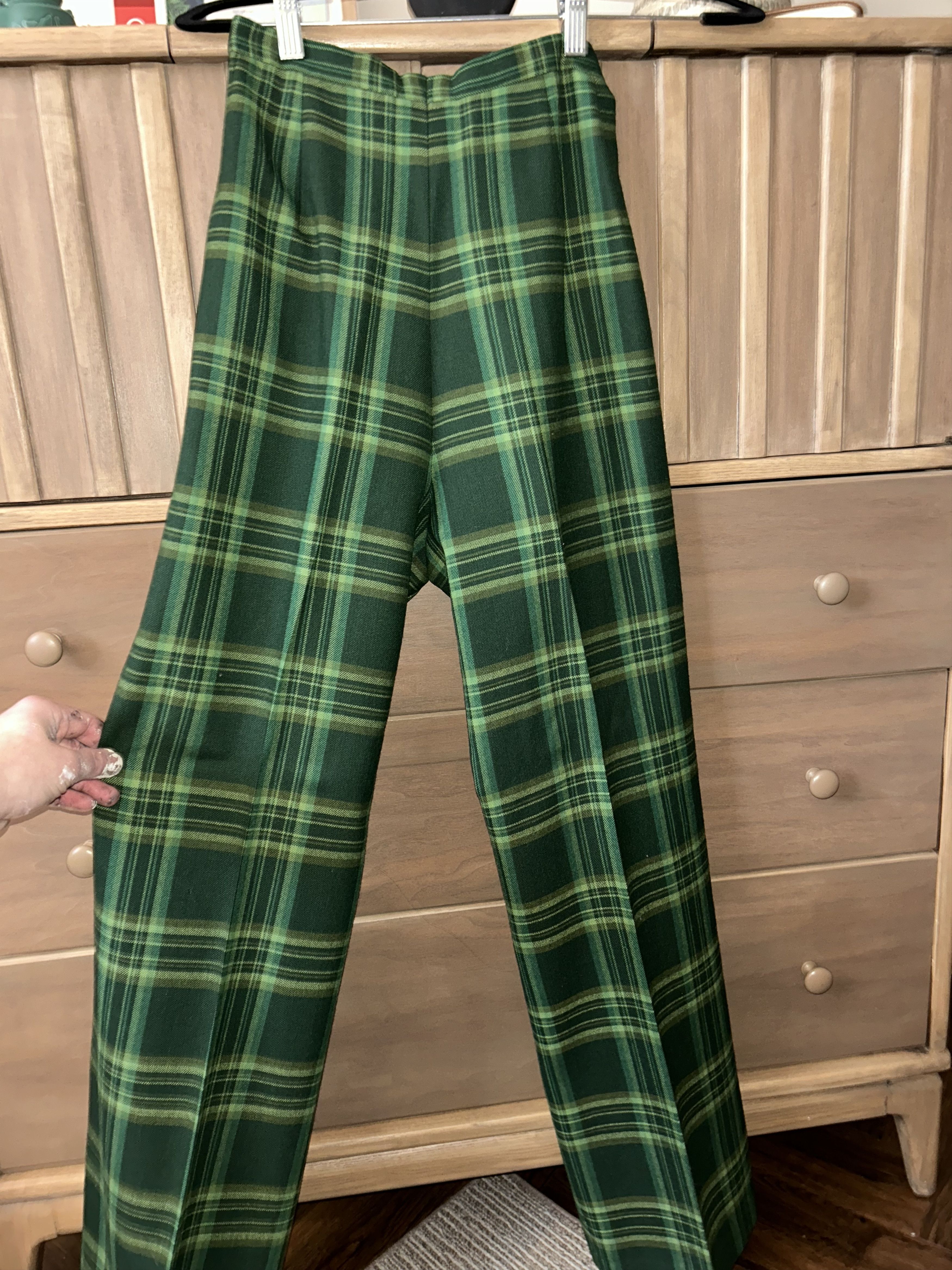 Highland VTG Wide Leg Trousers 100% Virgin Worsted Wool Size 27" / US 4 / IT 40 - 2 Thumbnail