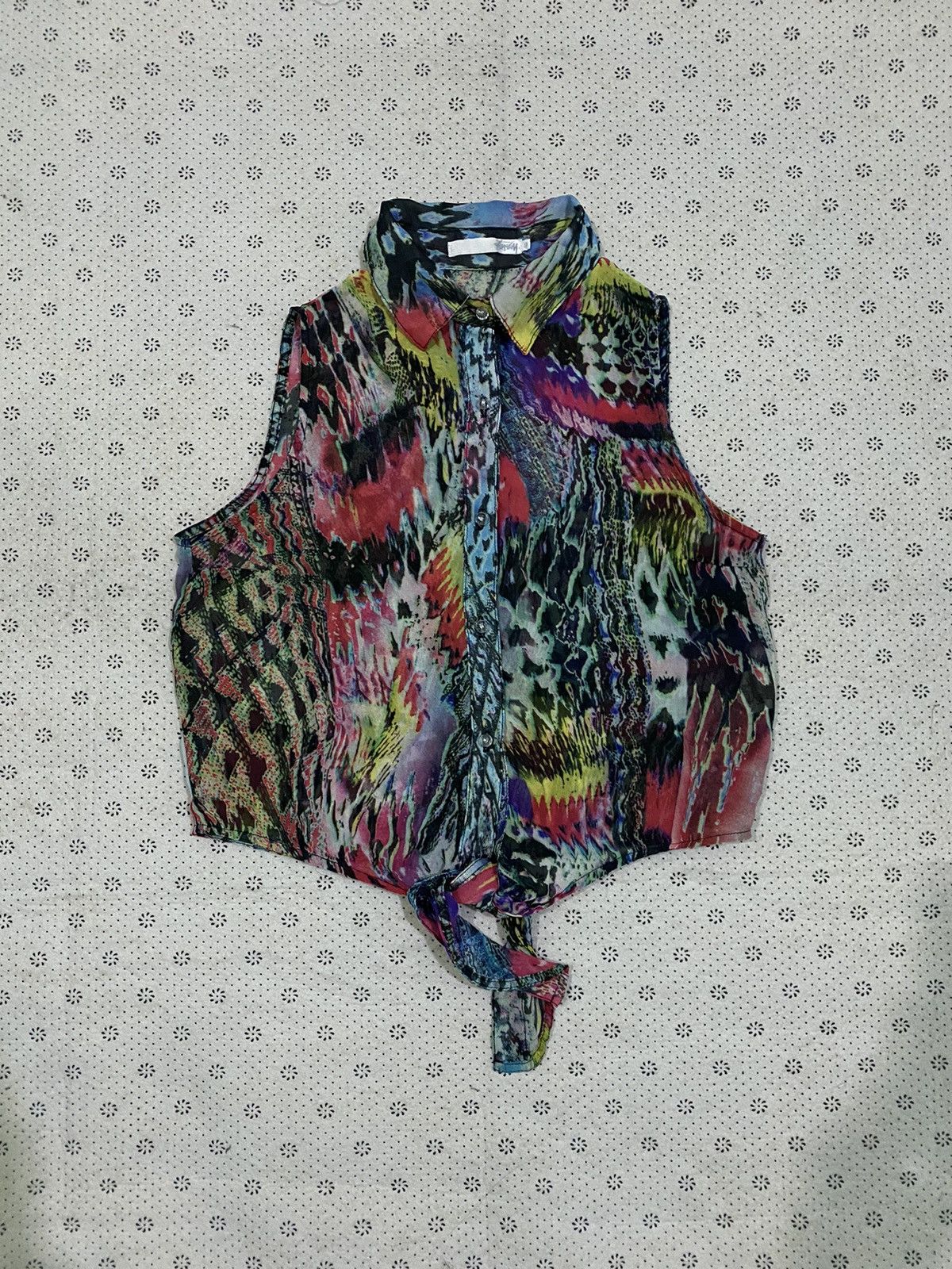 Stussy Lightweight Thin Sleeveless Button Cropped Shirt