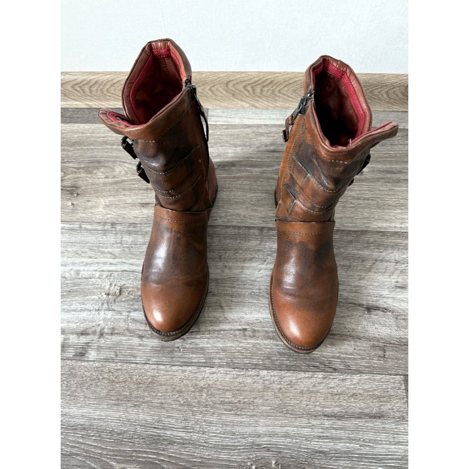 Vintage VINTAGE Airstep A.S.98 Zip Leather Heel Boots Biker Brown Womens Size EU 39 US 9 Size US 9 / IT 39 - 3 Thumbnail
