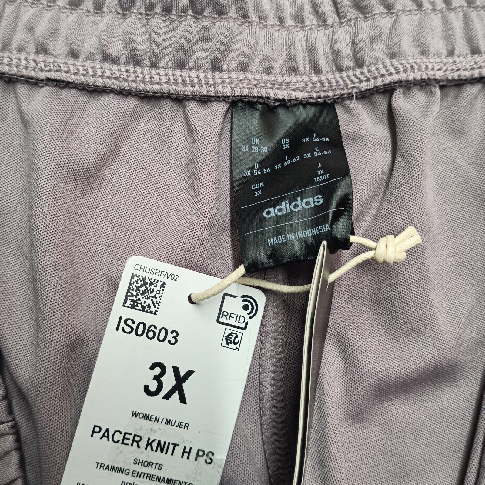 Adidas Adidas Pacer 3 Stripes High Shorts Women's 3X Purple Pull On Size 42" / US 20 - 2 Thumbnail