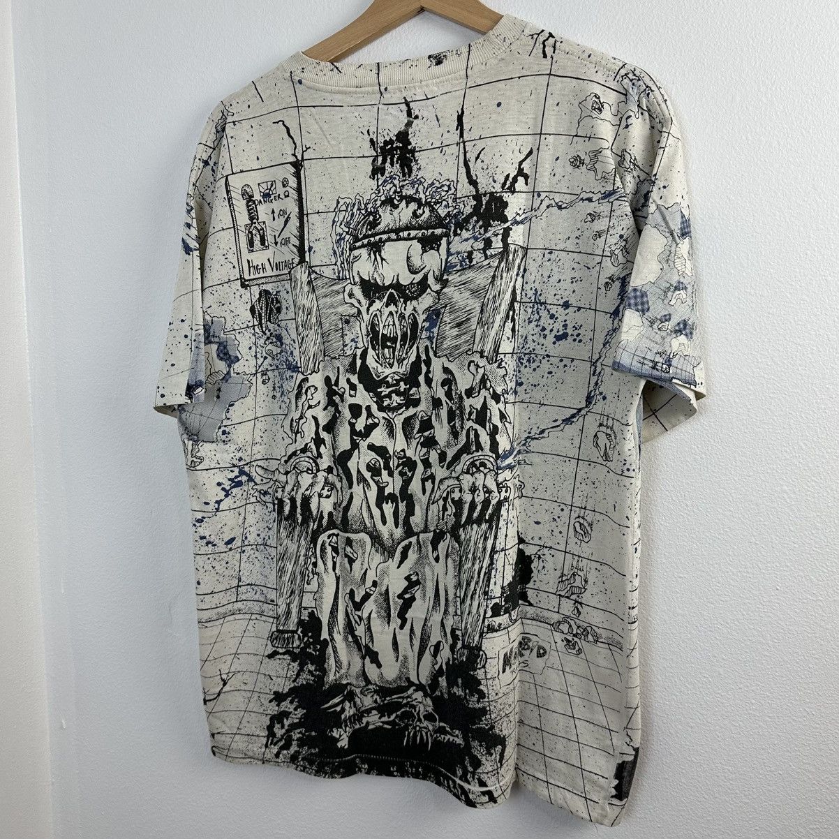 Japanese Brand × Vintage Vintage Morbid Rags T Shirt Skeleton Electric Chair All Over Size US L / EU 52-54 / 3 - 3 Thumbnail
