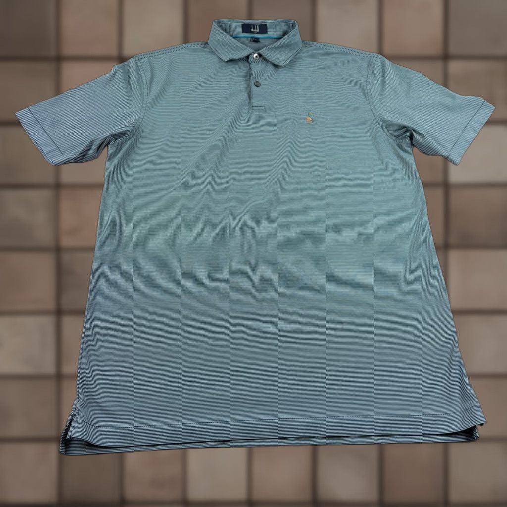 Dunhill Links Polo Shirt Mens Medium Streamsong Resort Golf Blue Striped Polo Shirt Mens M Blue Striped Golf Polo Dunhill Links Streamsong Resort Blue