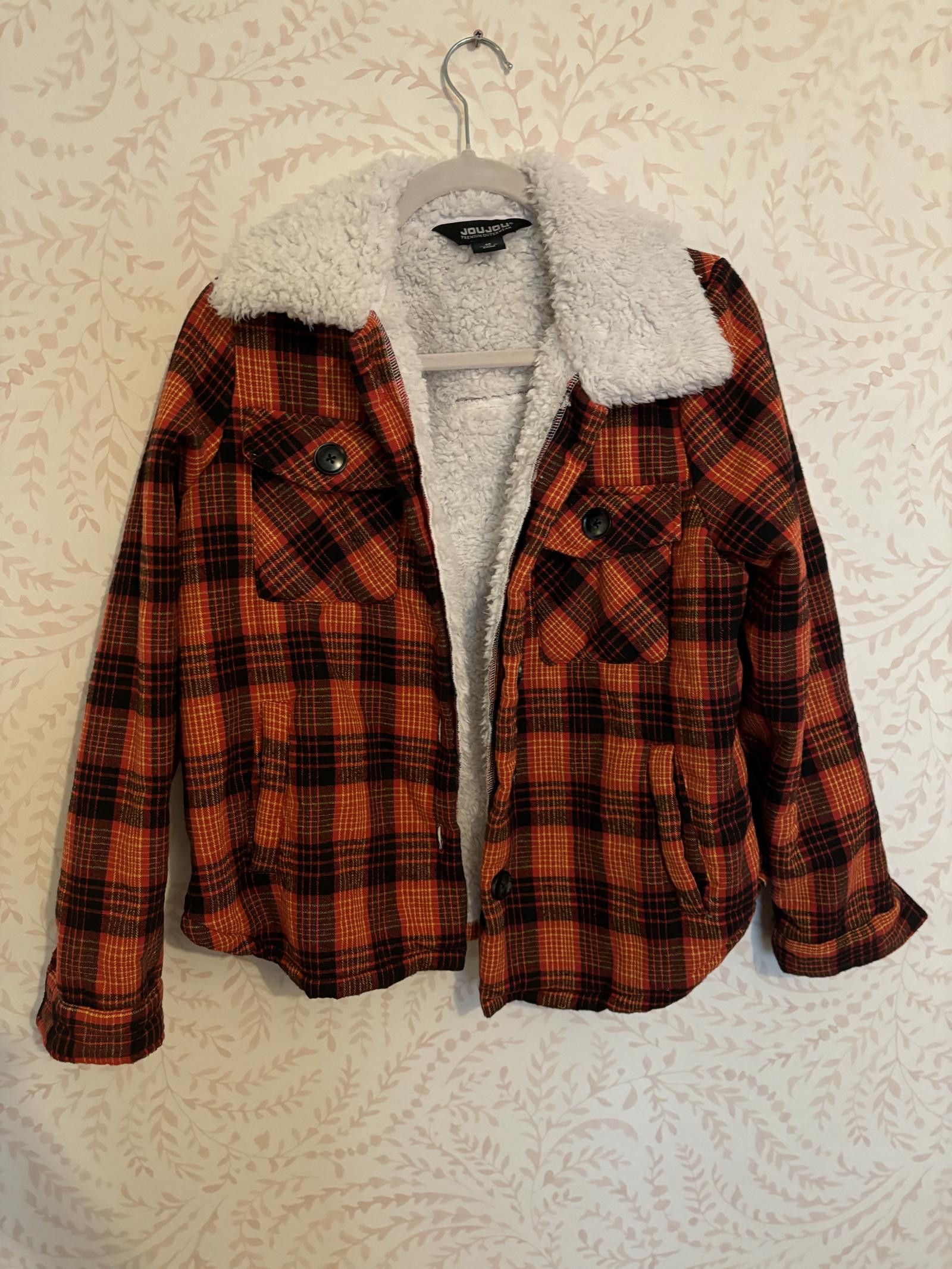Designer NWOT Jou Jou Women's Plaid Sherpa-Lined Jacket Size M / US 6-8 / IT 42-44 - 2 Thumbnail