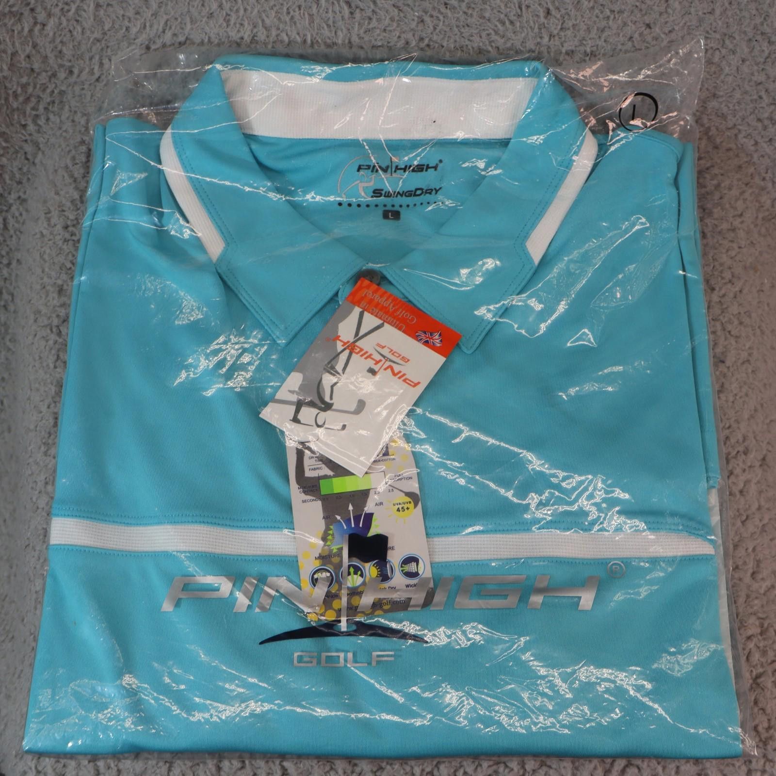 Other Pin High Tech Golf Polo Light Blue Trim Men's Large NEW NWT Size US L / EU 52-54 / 3 - 1 Thumbnail