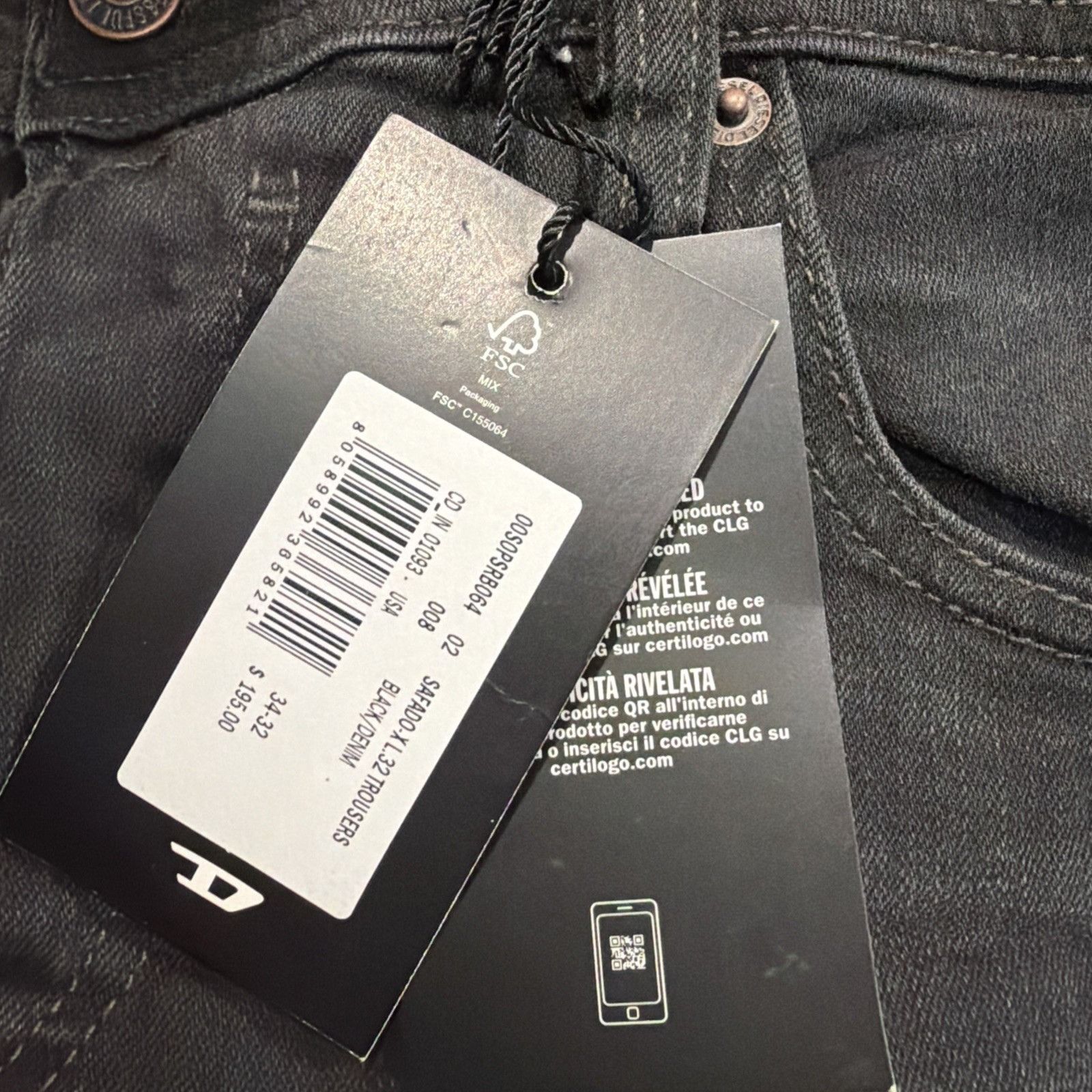Diesel Diesel Mens Safado Straight Fit Jeans RB064 Black Size 34/32 Size US 34 / EU 50 - 7 Thumbnail