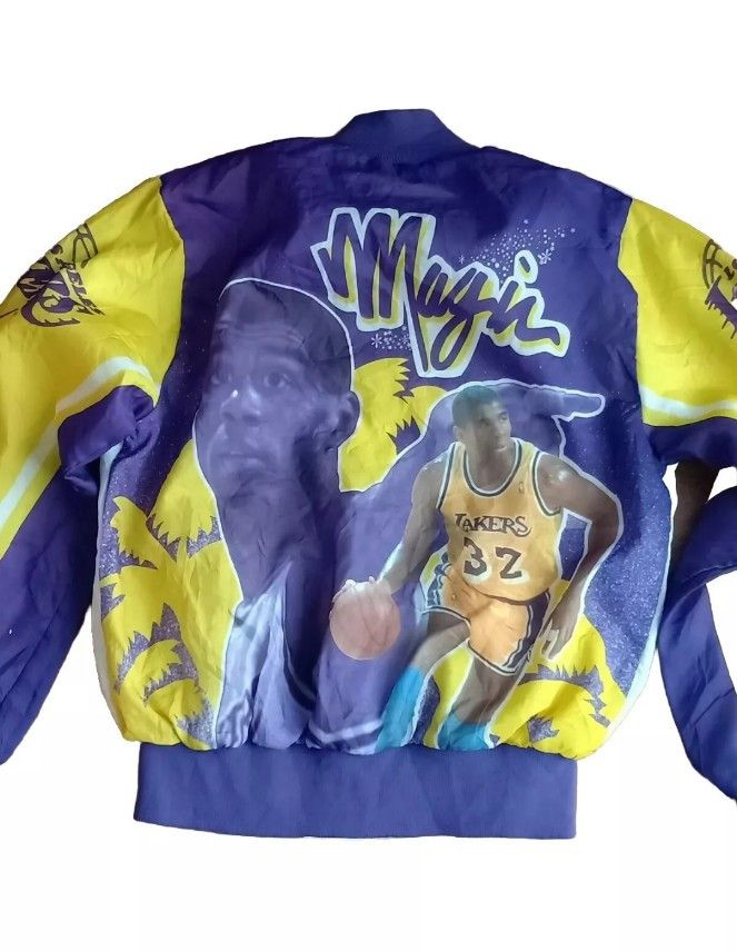 NBA × Vintage Vintage Magic Johnson Chalk Lines 90's nylon Jacket Size US M / EU 48-50 / 2 - 6 Thumbnail