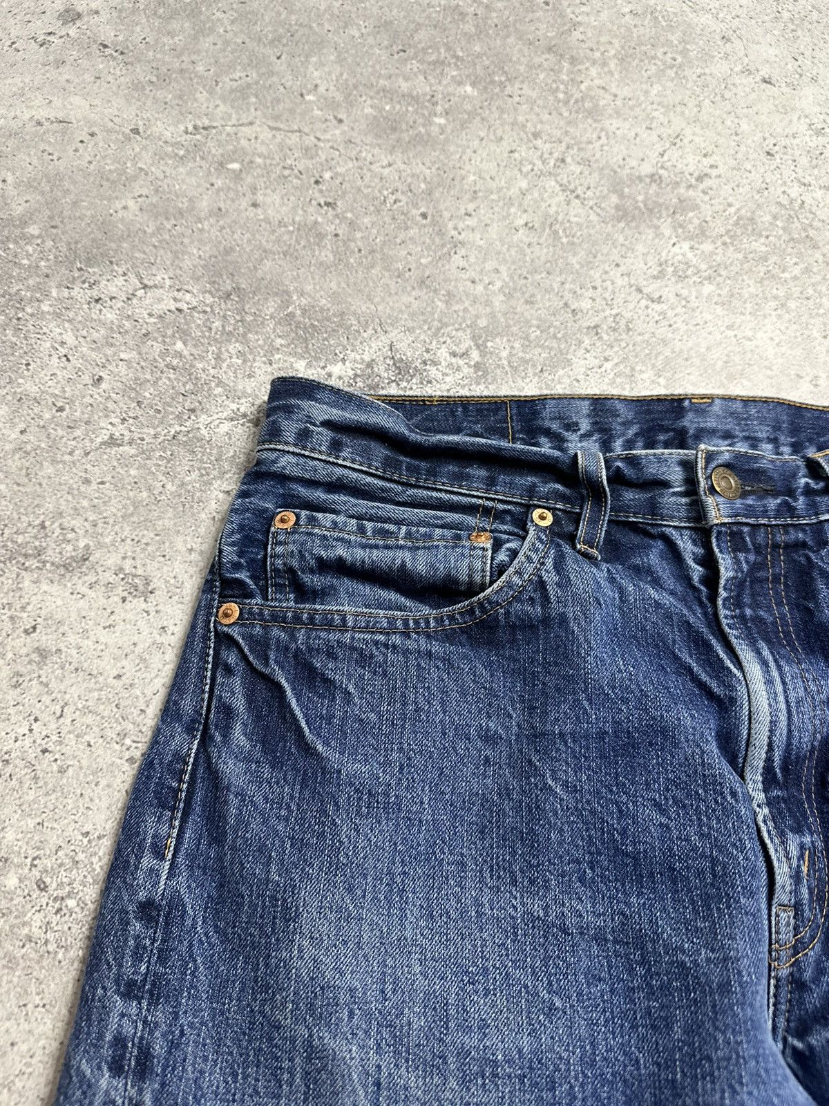 Levi's Levi’s 505 0217 Big E Denim Blue Distressed Selvedge Pants Size US 33 - 19 Thumbnail