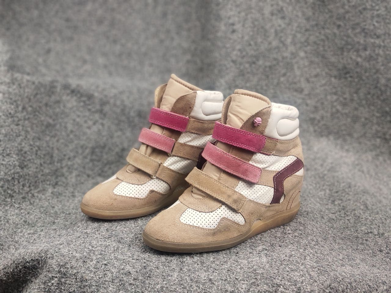 If Six Was Nine Vintage isabel marant Style wedge sneakers suede Velcro Y2K Size US 8 / IT 38 - 9 Thumbnail