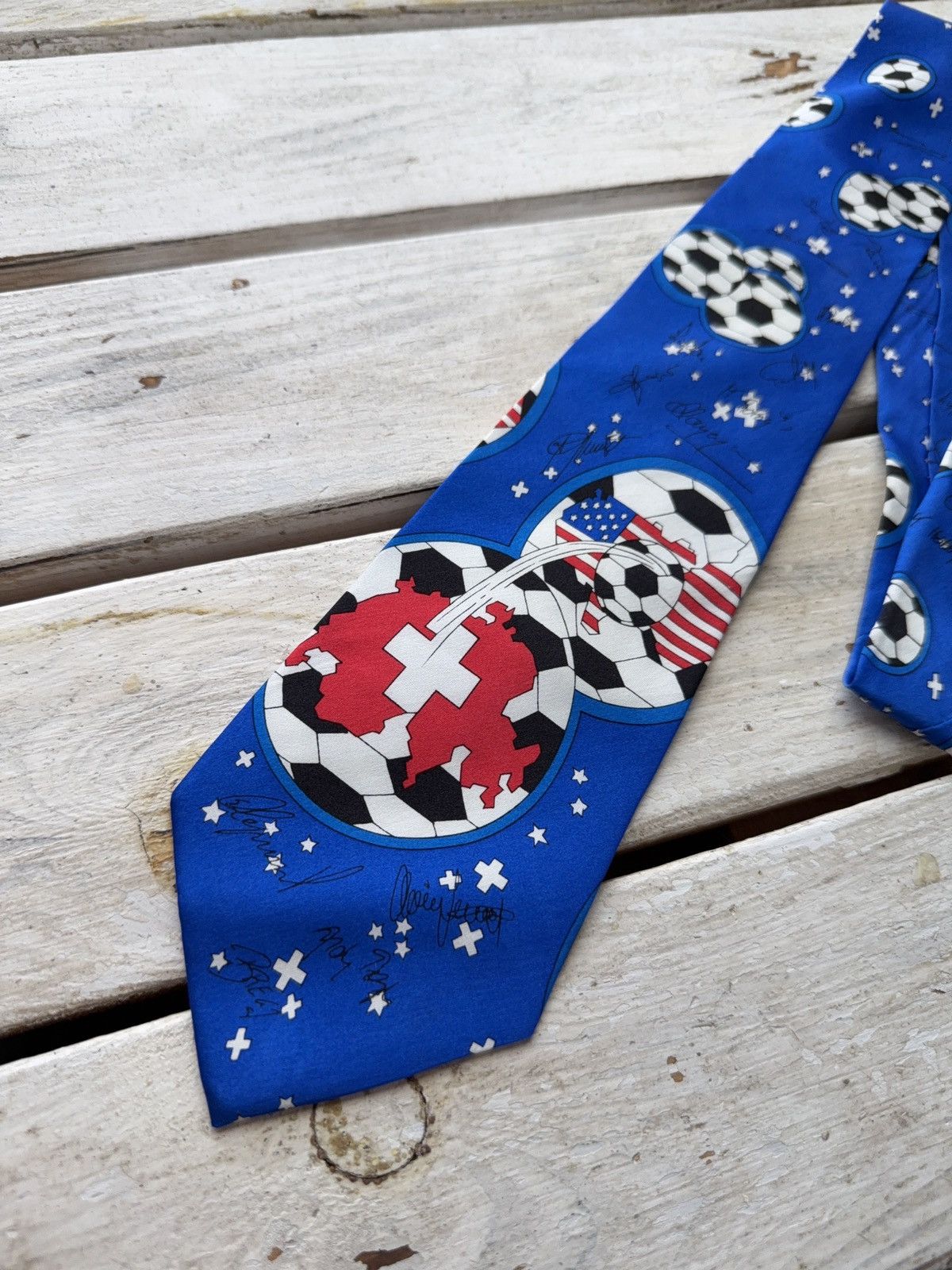 UEFA × Vintage Vintage Swiss Team World Cup 1994 Tie Soccer Autograph Print Size ONE SIZE - 2 Thumbnail