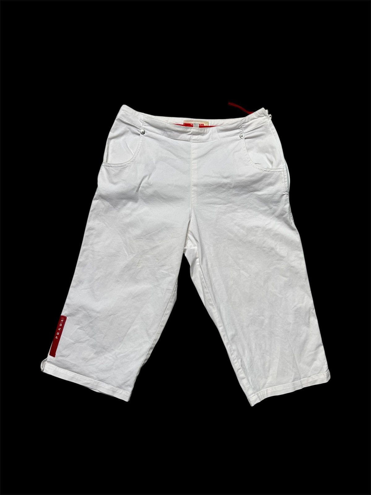 Prada Prada Red Tab Shorts White Capri Pants Vintage Rare Size 26" / US 2 / IT 38 - 1 Thumbnail