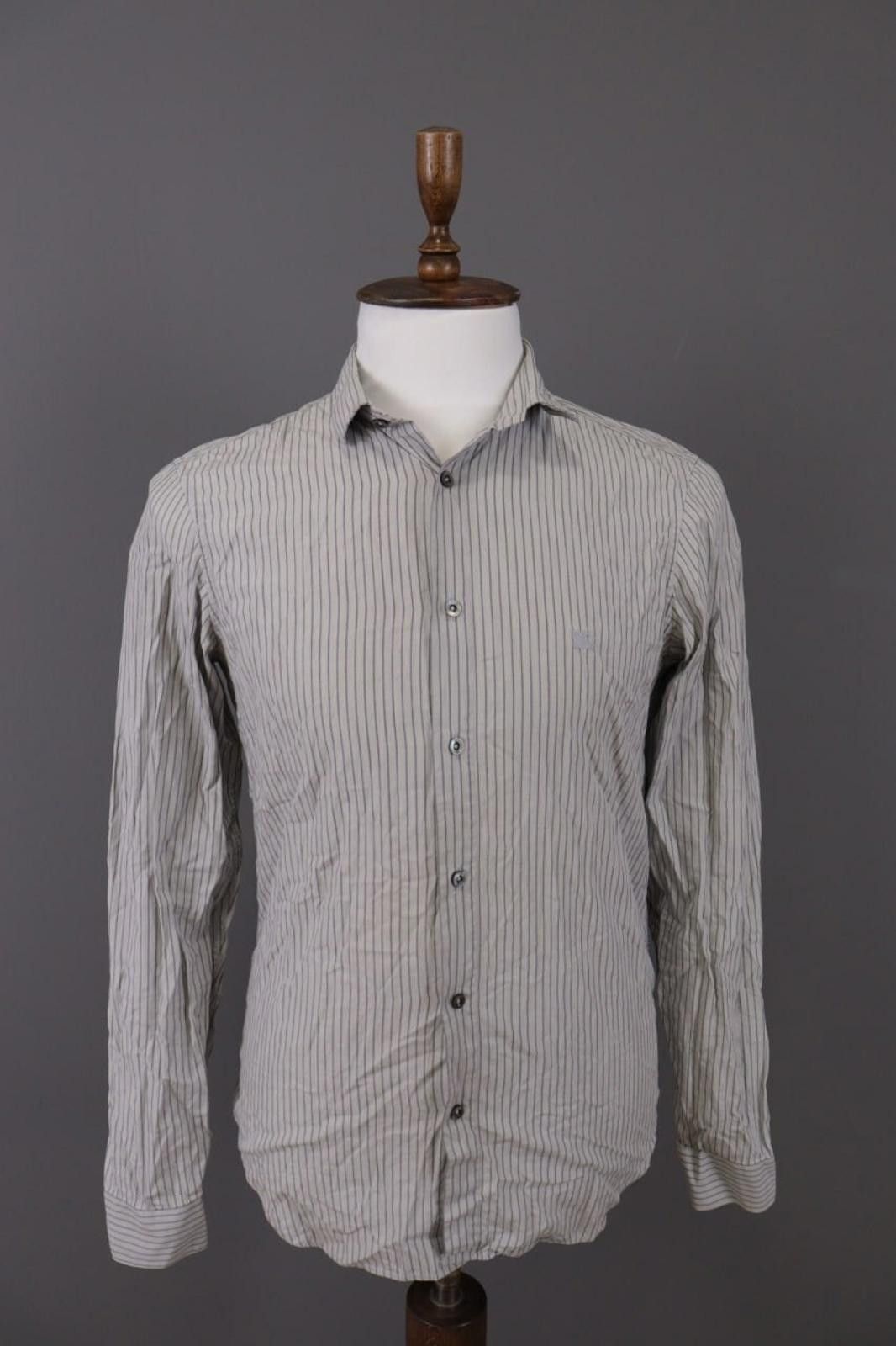 Designer Burberry London Gray Striped Button Down Shirt Size 39 Size US M / EU 48-50 / 2 - 1 Thumbnail