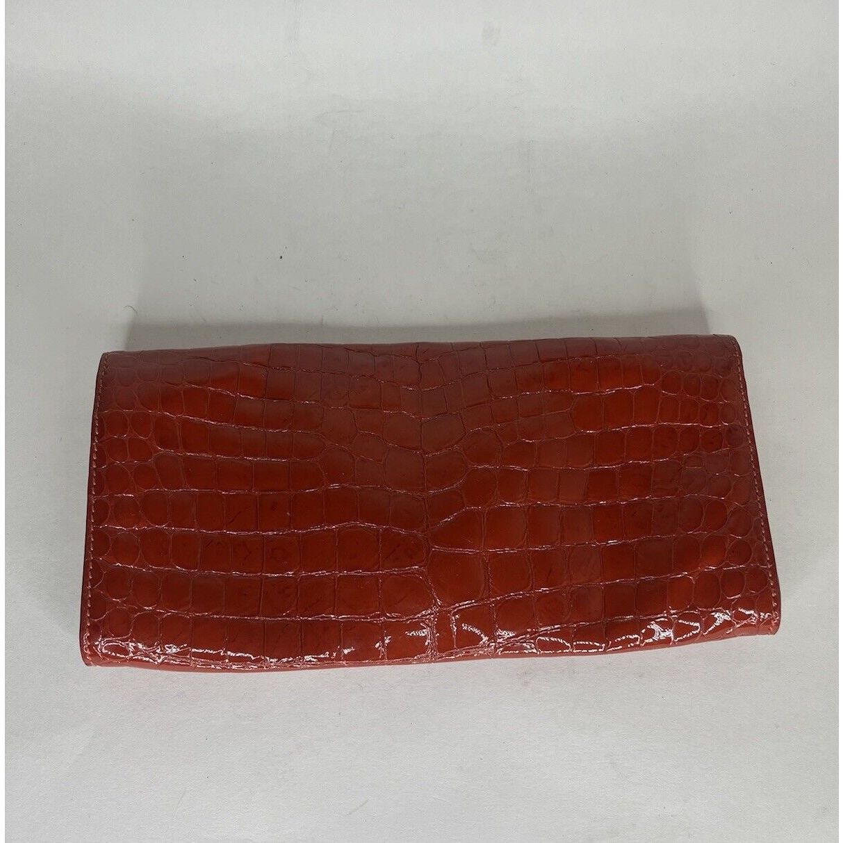 Cole Haan Cole Haan Pouch Wallet Red Orange Croc Patent Zip Mirror Org Size ONE SIZE - 12 Thumbnail
