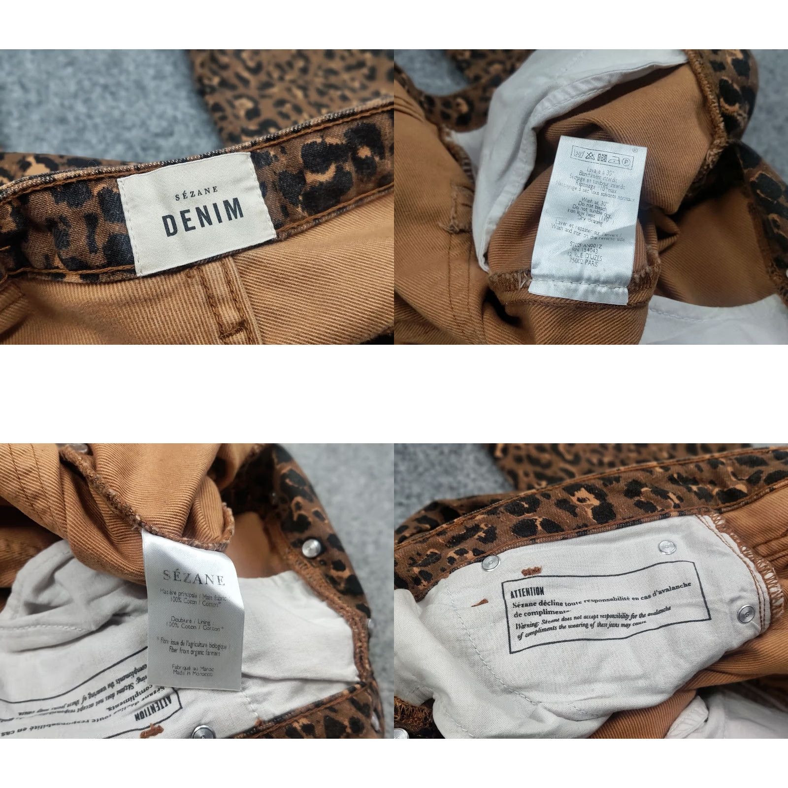 Vintage Sezane France Design Art Leopard brown Denim Ankle Jeans Size 27" / US 4 / IT 40 - 10 Thumbnail