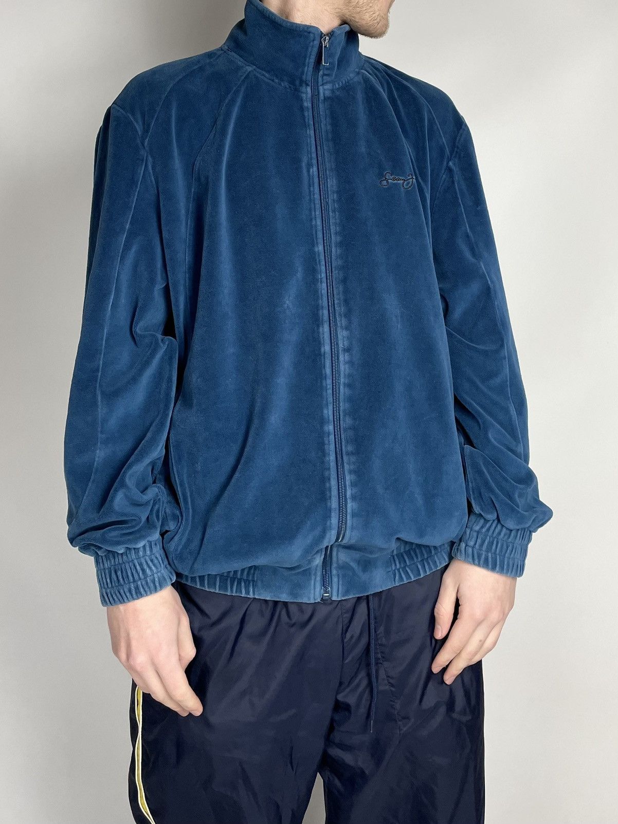 Sean John Sean John ( Size XL ) Blue Velour zip up Sweatshirt Pullover Size US XL / EU 56 / 4 - 1 Thumbnail