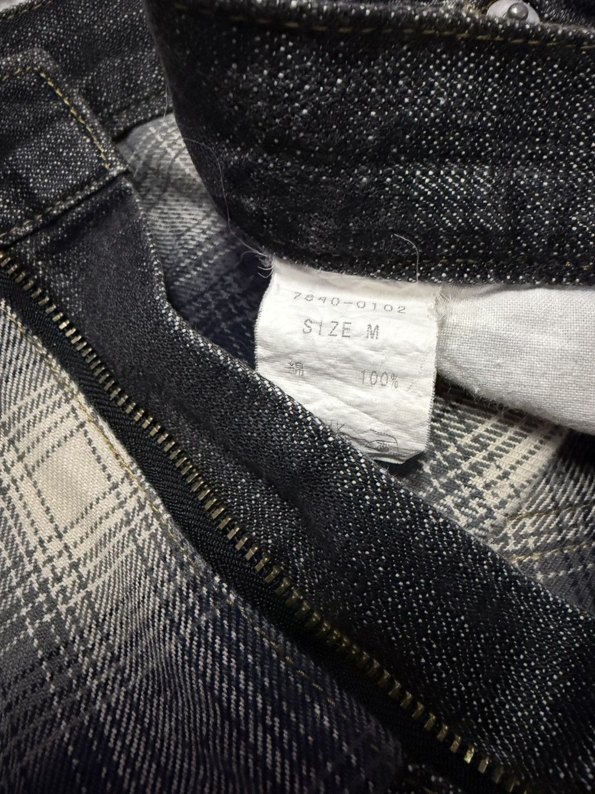 Junya Watanabe Kittle Japan Hybrid Shadow Plaid Overdyed Denim Loose jeans Size US 34 / EU 50 - 13 Thumbnail