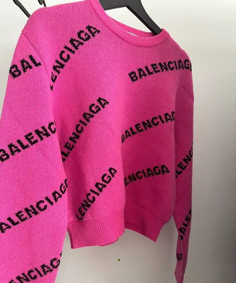Balenciaga balenciaga pink sweater with logo print Size US S / EU 44-46 / 1 - 3 Thumbnail