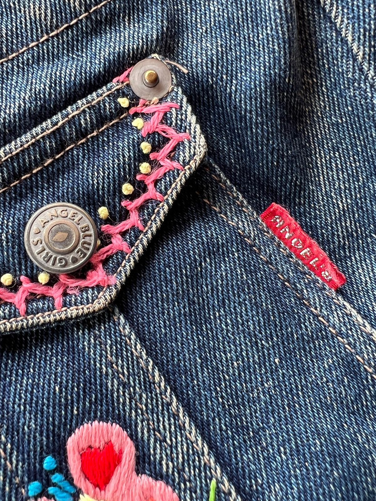 Angel Blue 1990 Angel Blue Embroidery Denim Sling Bag Size ONE SIZE - 6 Thumbnail