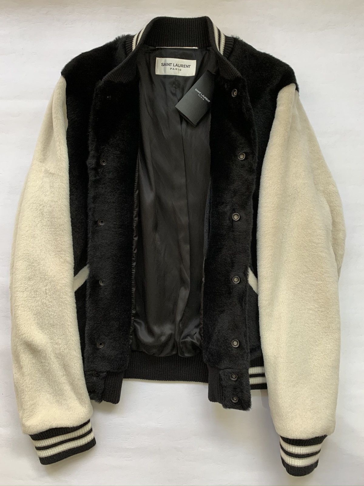 Saint Laurent Paris Shearling Teddy Jacket in Black / Off-white Size US L / EU 52-54 / 3 - 3 Thumbnail