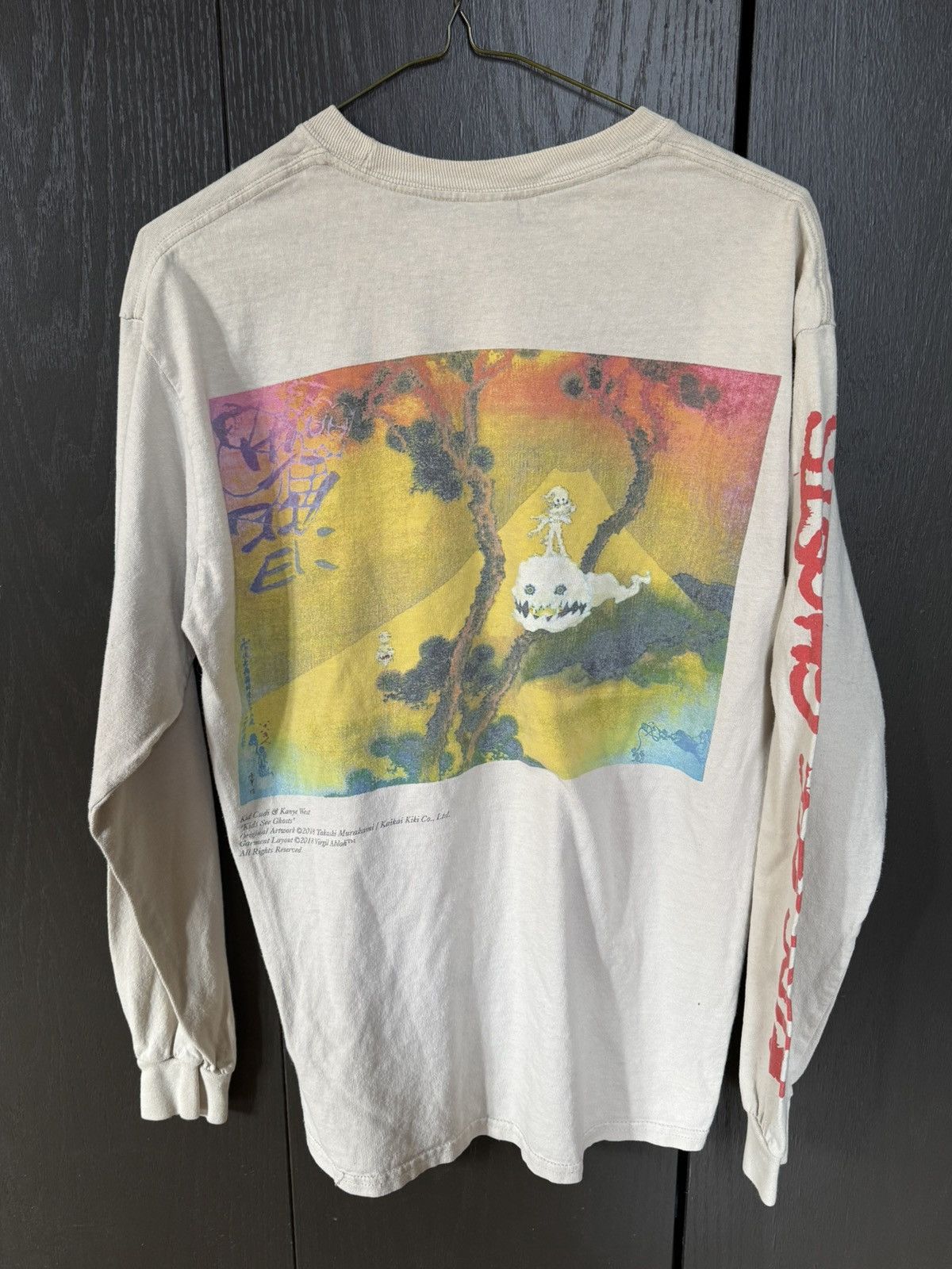 “Kids See Ghosts” Beige Long Sleeve Murakami Shirt